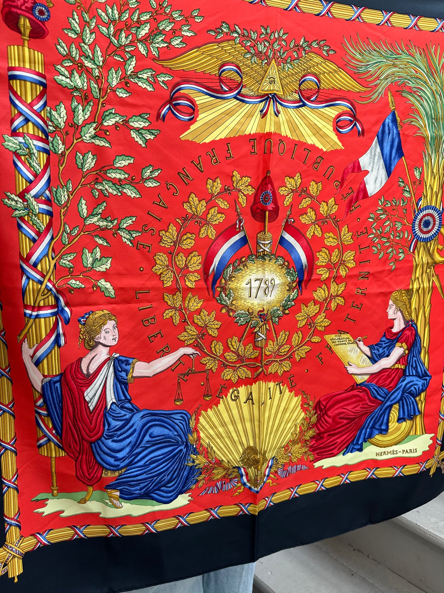 Hermes Republique Francaise Liberte Egalite Fraternite 1789 Silk Scarf
