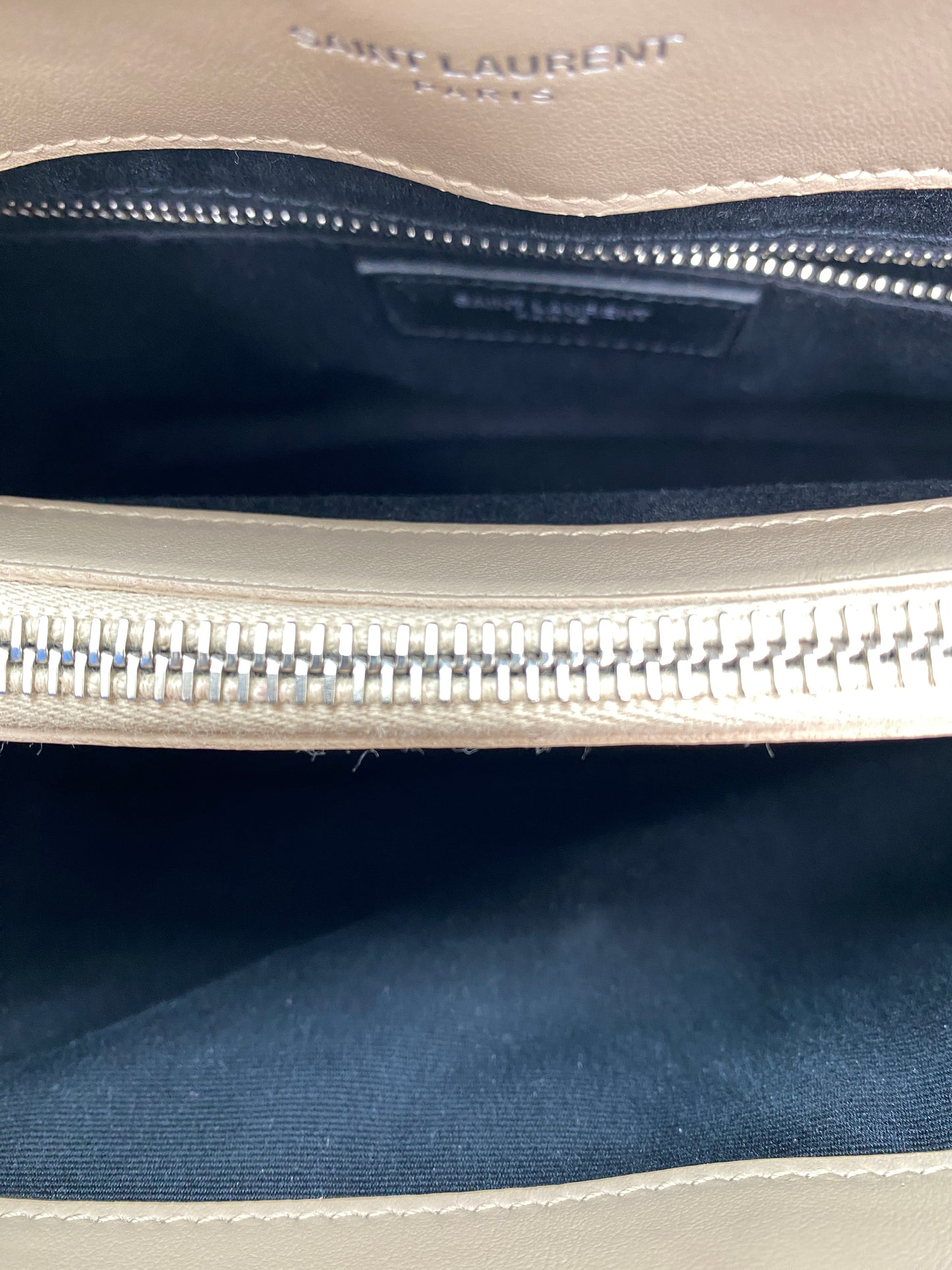 Saint Laurent Lou Lou Beige Leather Shoulder Bag SHW