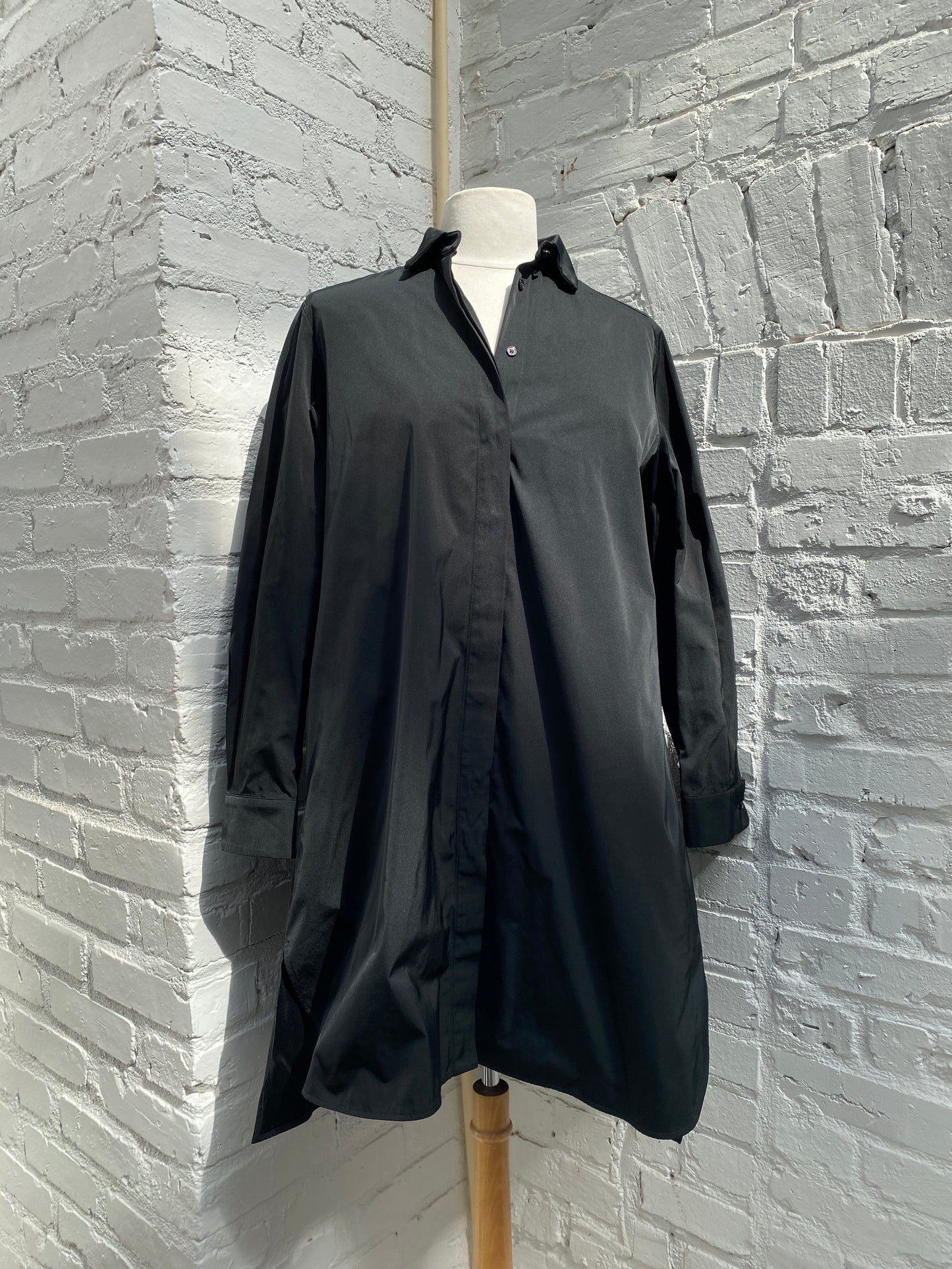 MaxMara Black Button Down Long Sleeve Dress, 6