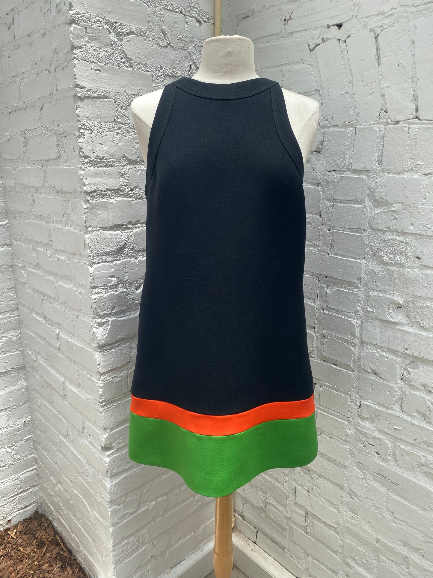 Dior Black, Orange, & Green Wool & Silk Dress, 42
