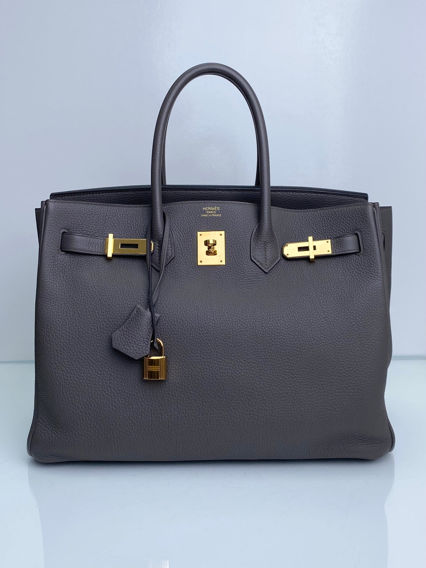 Hermes Birkin 35 Gris Etain Togo GHW #A