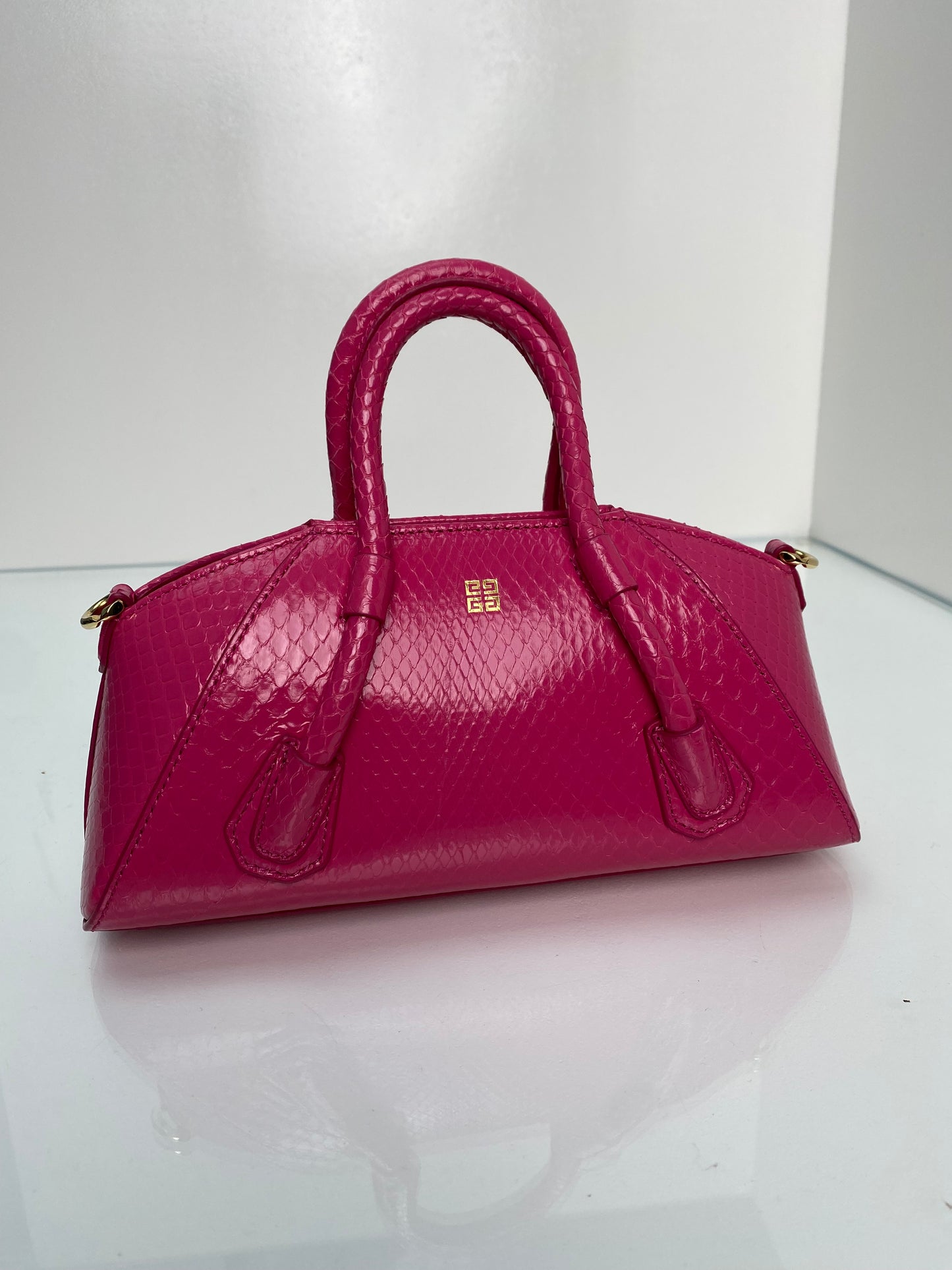 Givenchy Mini Antigona Stretch Pink Snakeprint Bag GHW