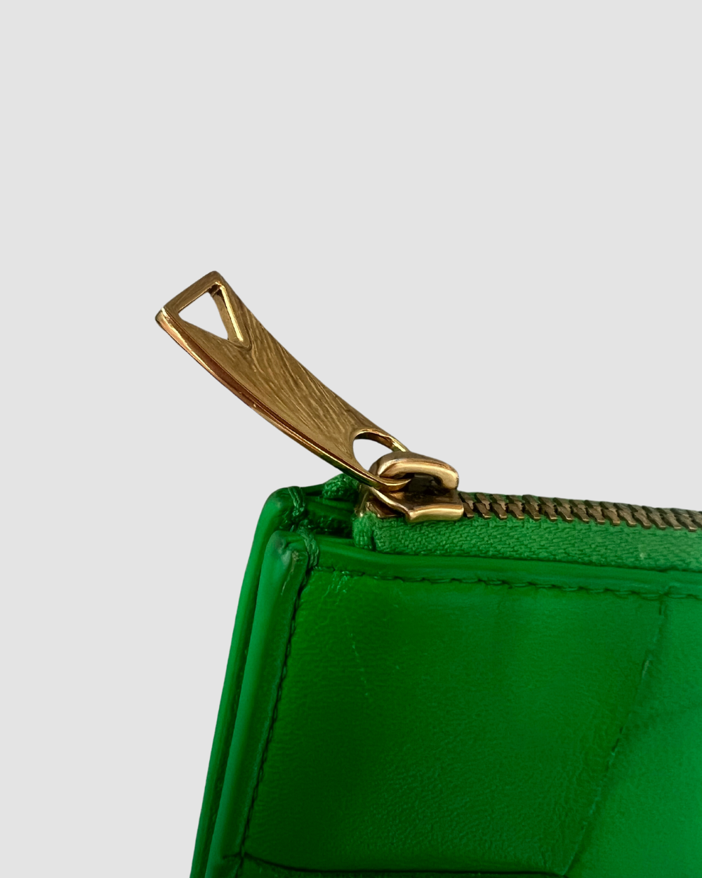 Bottega Veneta Green Leather Card Case