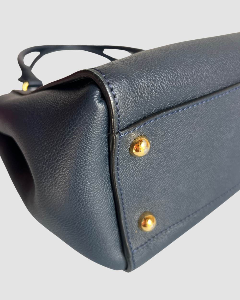 Burberry Navy Leather Buckle Tote Bag