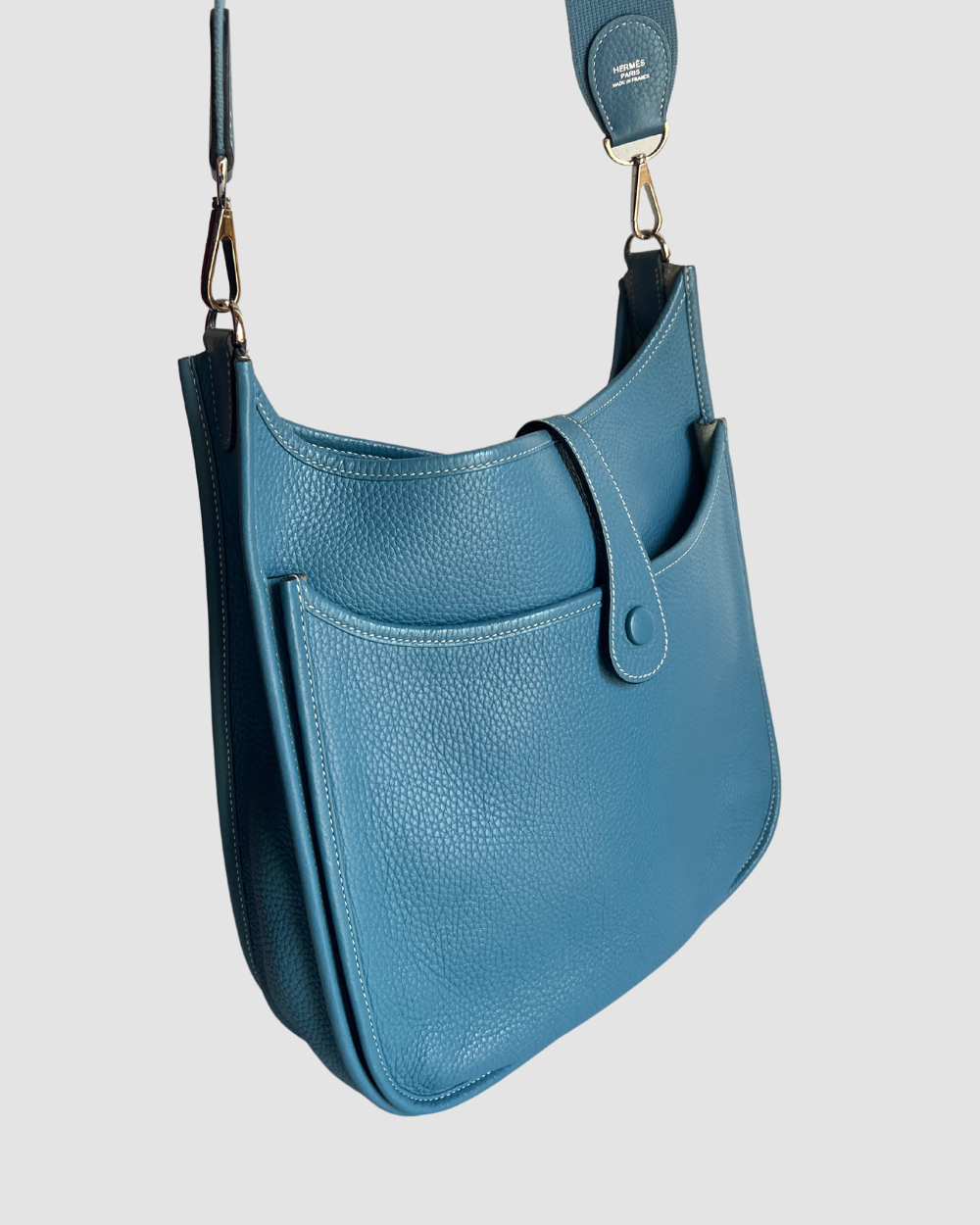 Hermes Evelyne GM Blue Jean Clemence PHW