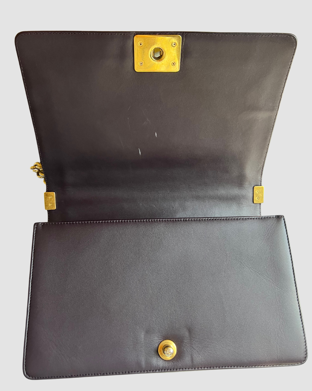 Chanel Boy Bag Aubergine Lambskin GHW #23, D + C