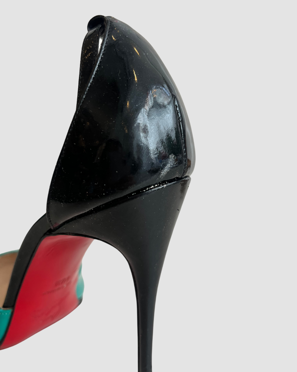 Christian Louboutin Teal & Black Patent Leather Heels, 40.5