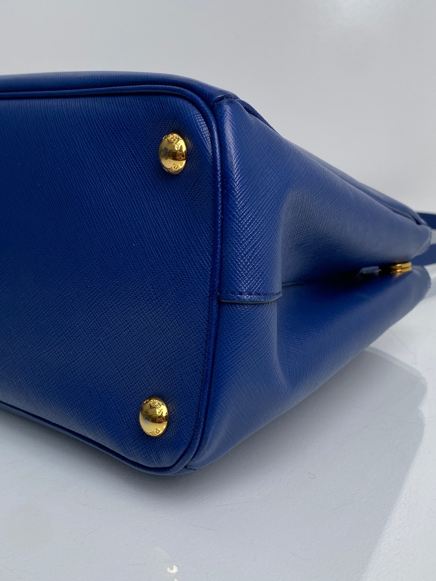 Prada Saffiano Lux Blue Small Tote Bag GHW