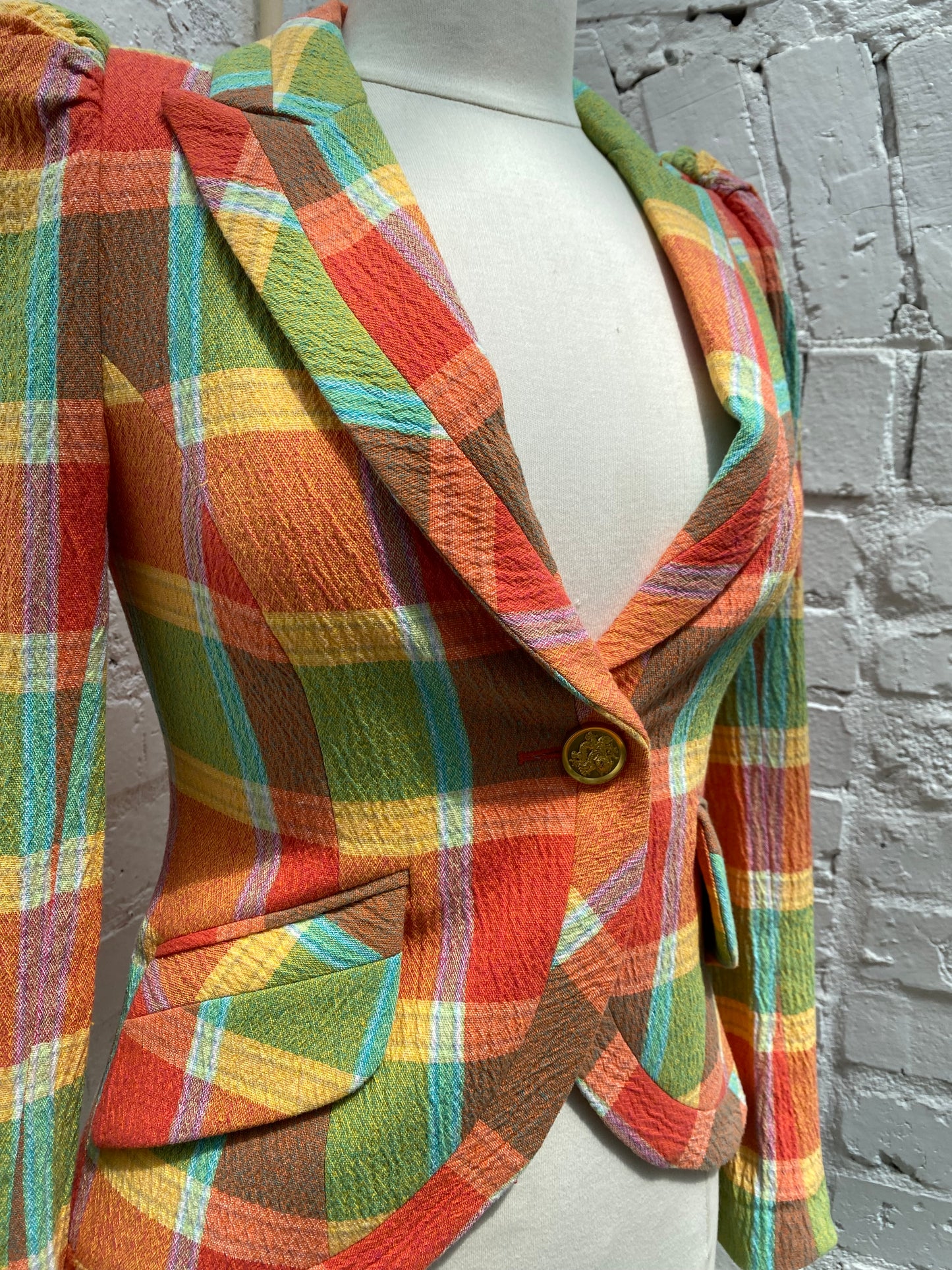 Smythe Orange & Green Plaid Blazer, 2