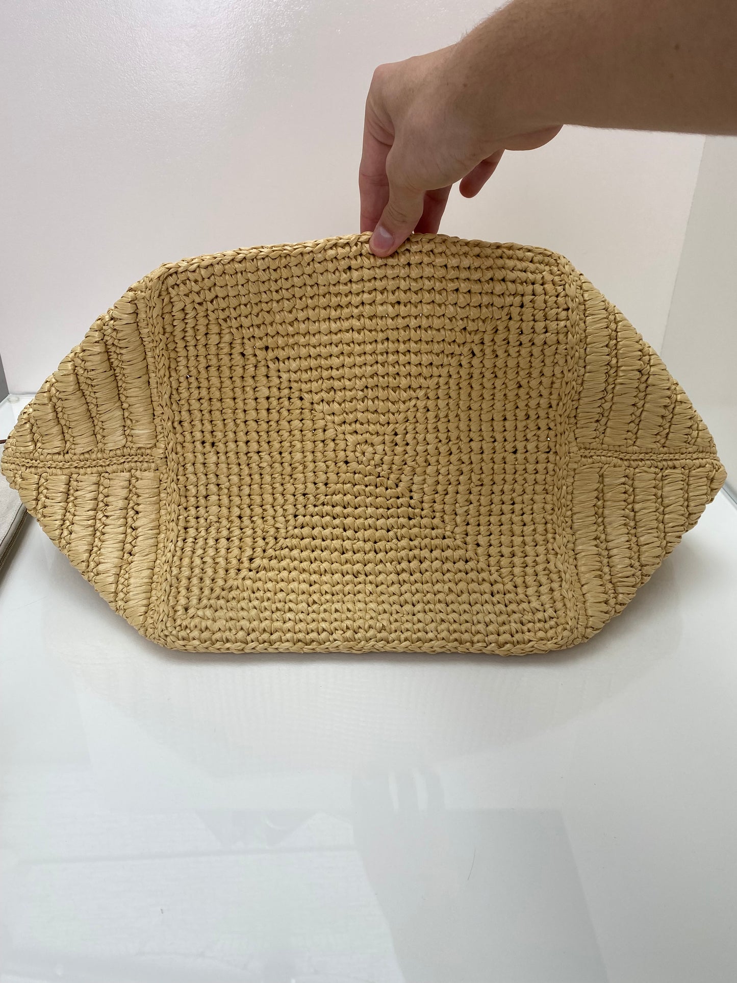 Gucci Brown Leather & Raffia Woven Medium Tote Bag
