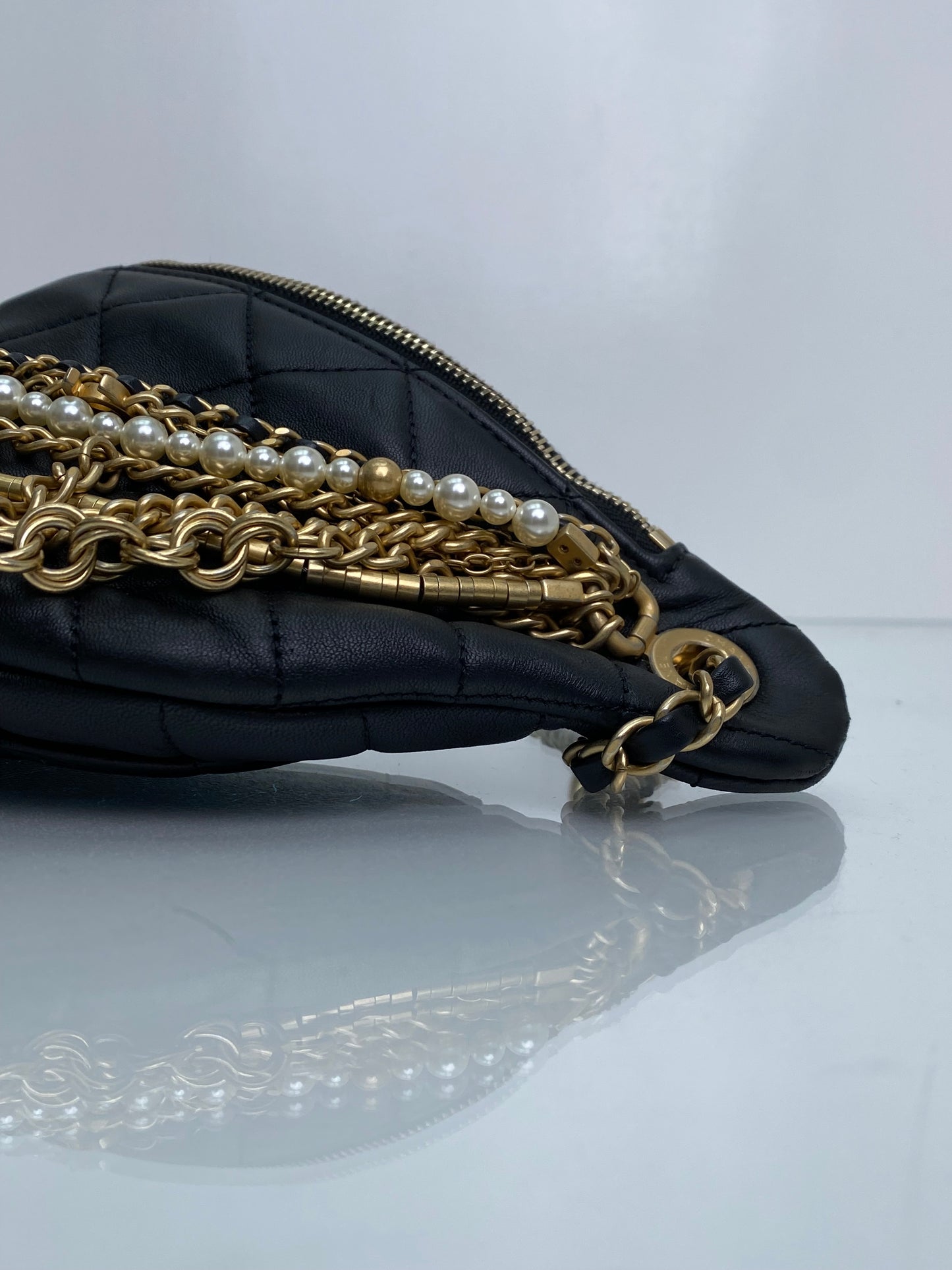 Chanel All About Chains Black Leather Bum Bag