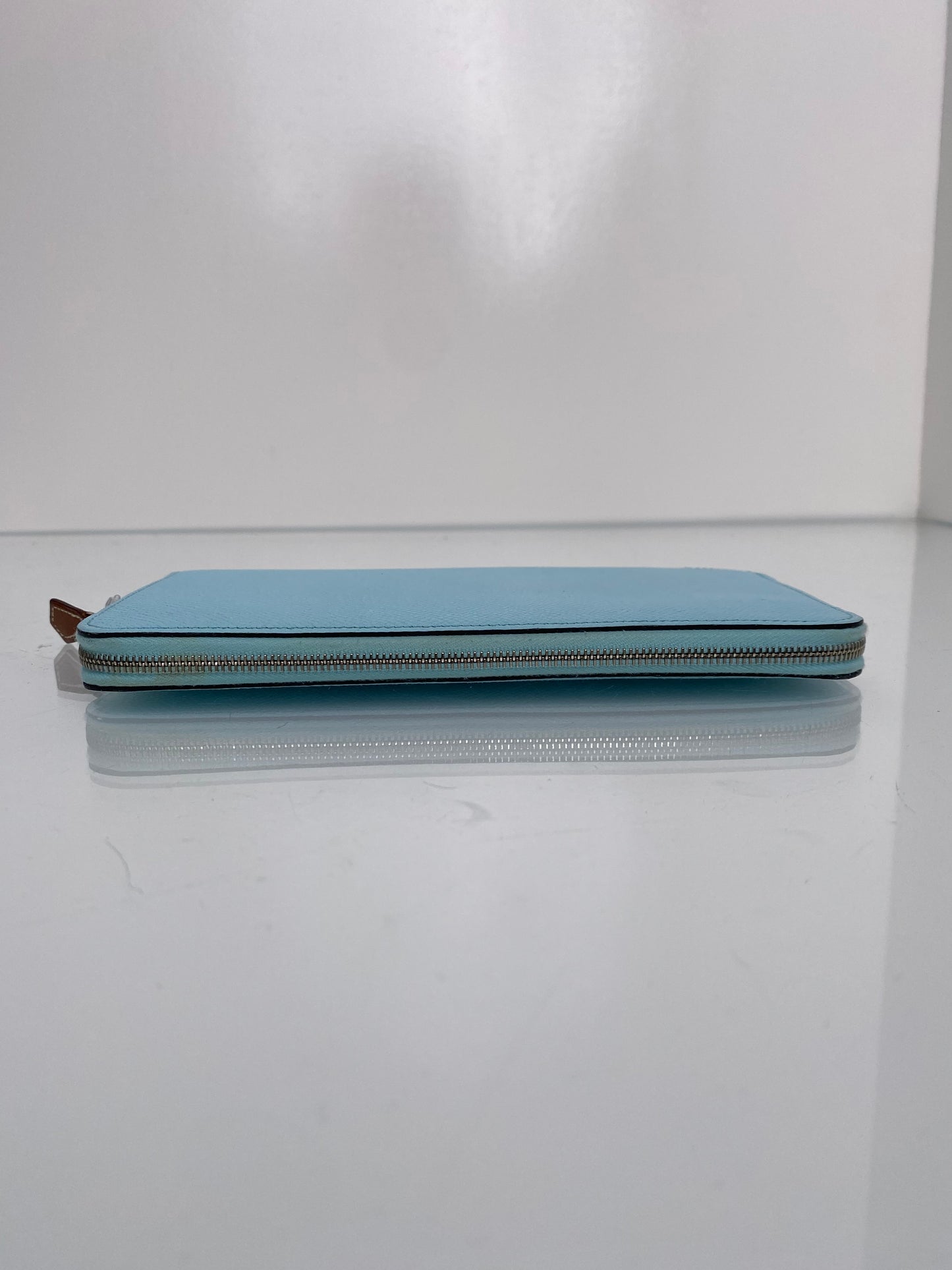 Hermes Azap Silk Blue Atoll Epsom Zip around Long wallet PHW