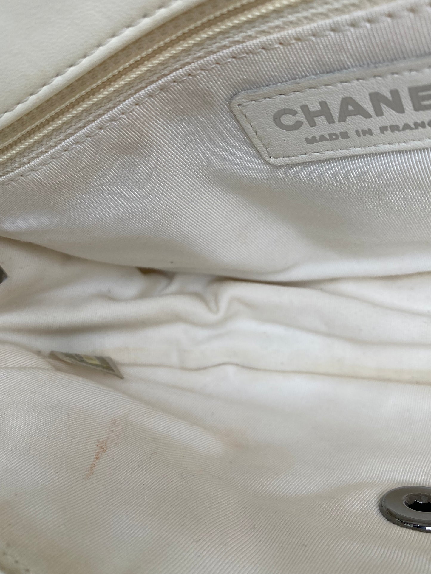 Chanel White & Black Lambskin Hula Hoop Bag SHW