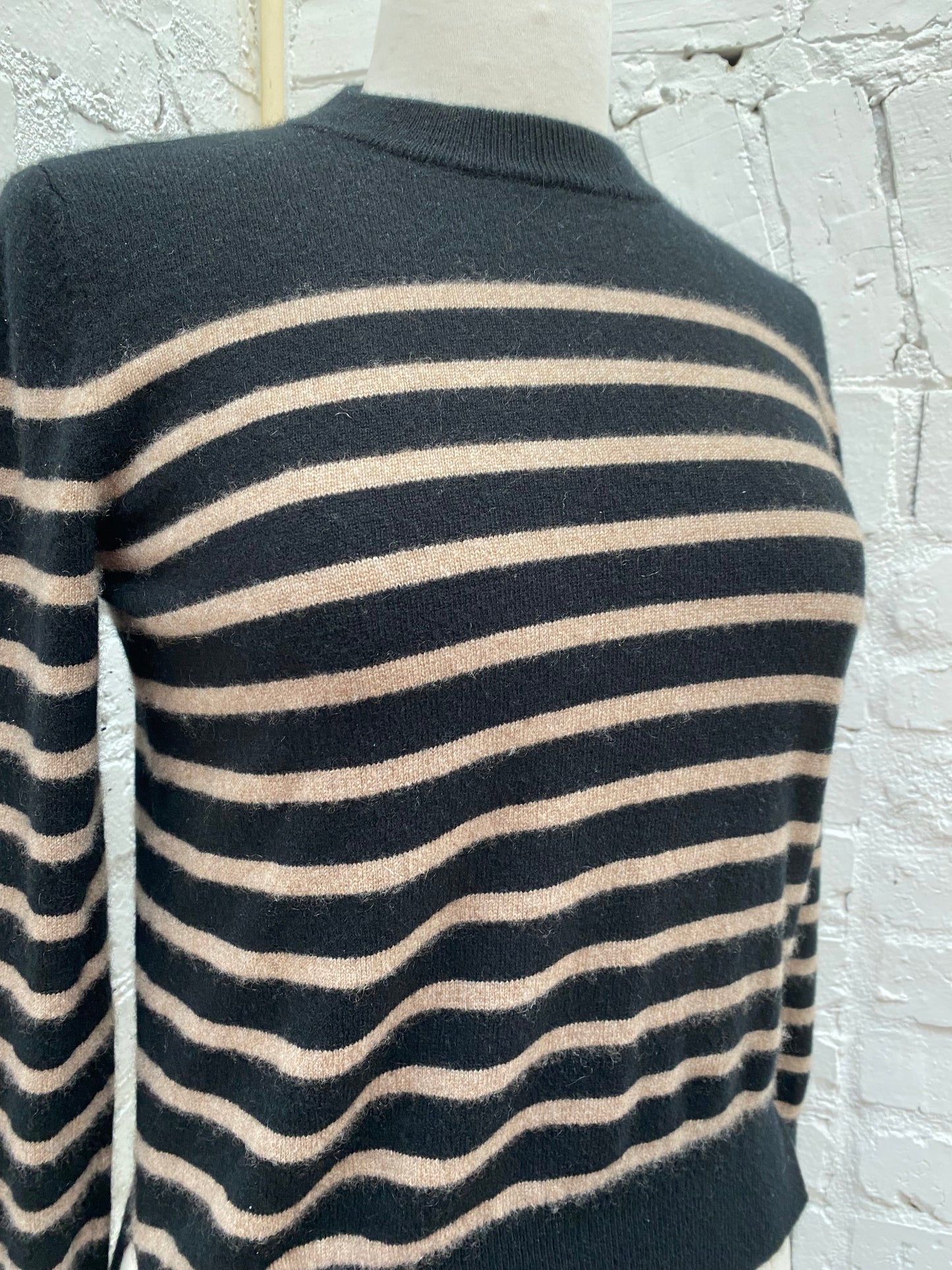 La Ligne Cashmere Black & Brown Striped Sweater, XS