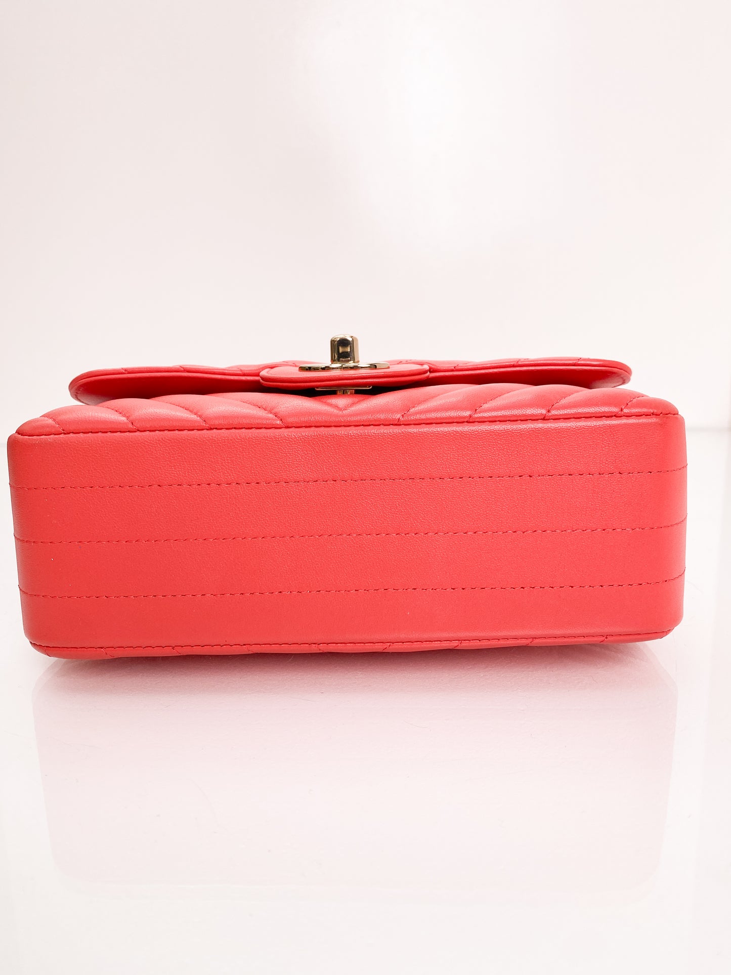 Chanel Classic Mini Rect Orange/Red Chevron LGHW