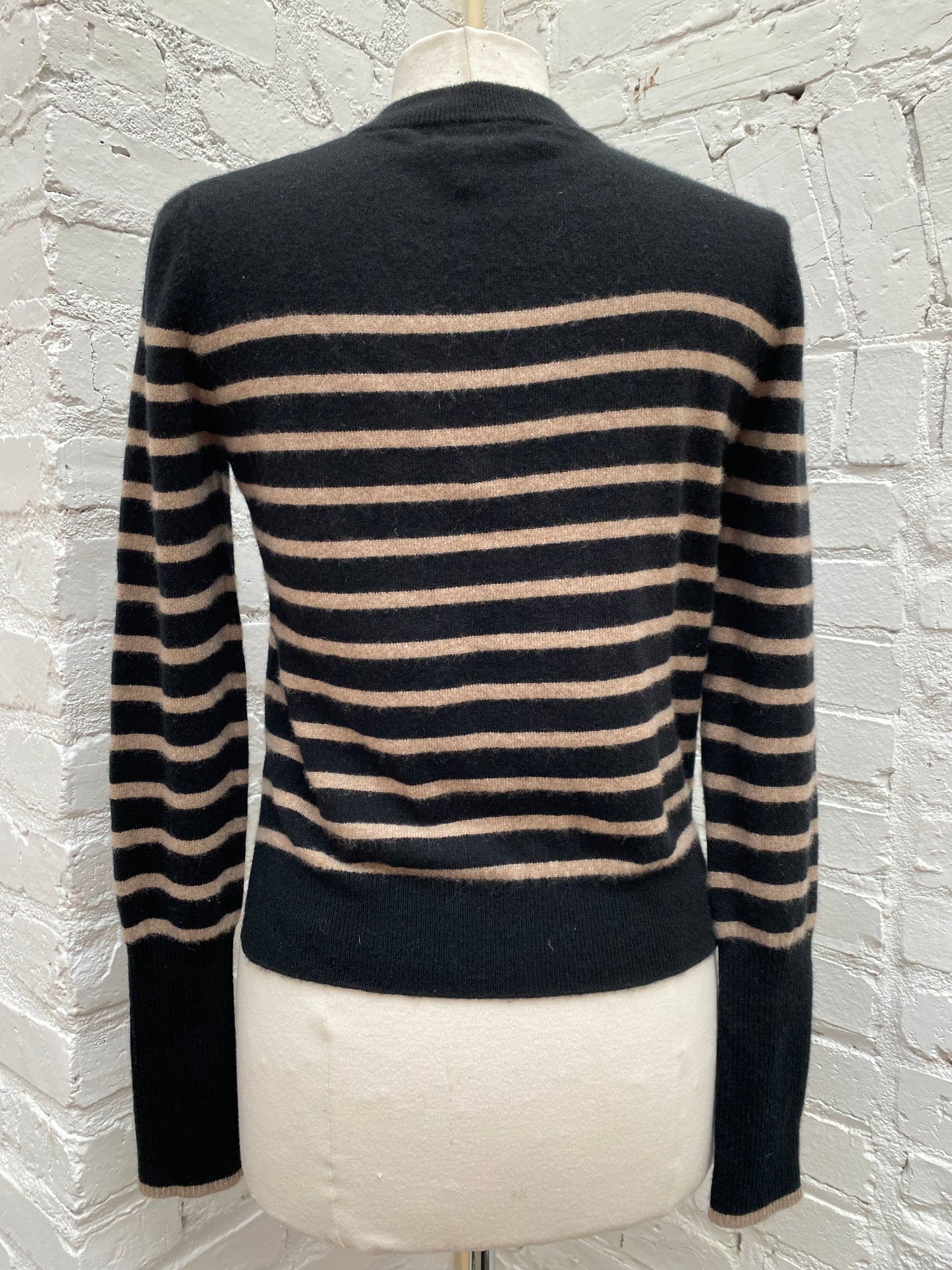 La Ligne Cashmere Black & Brown Striped Sweater, XS