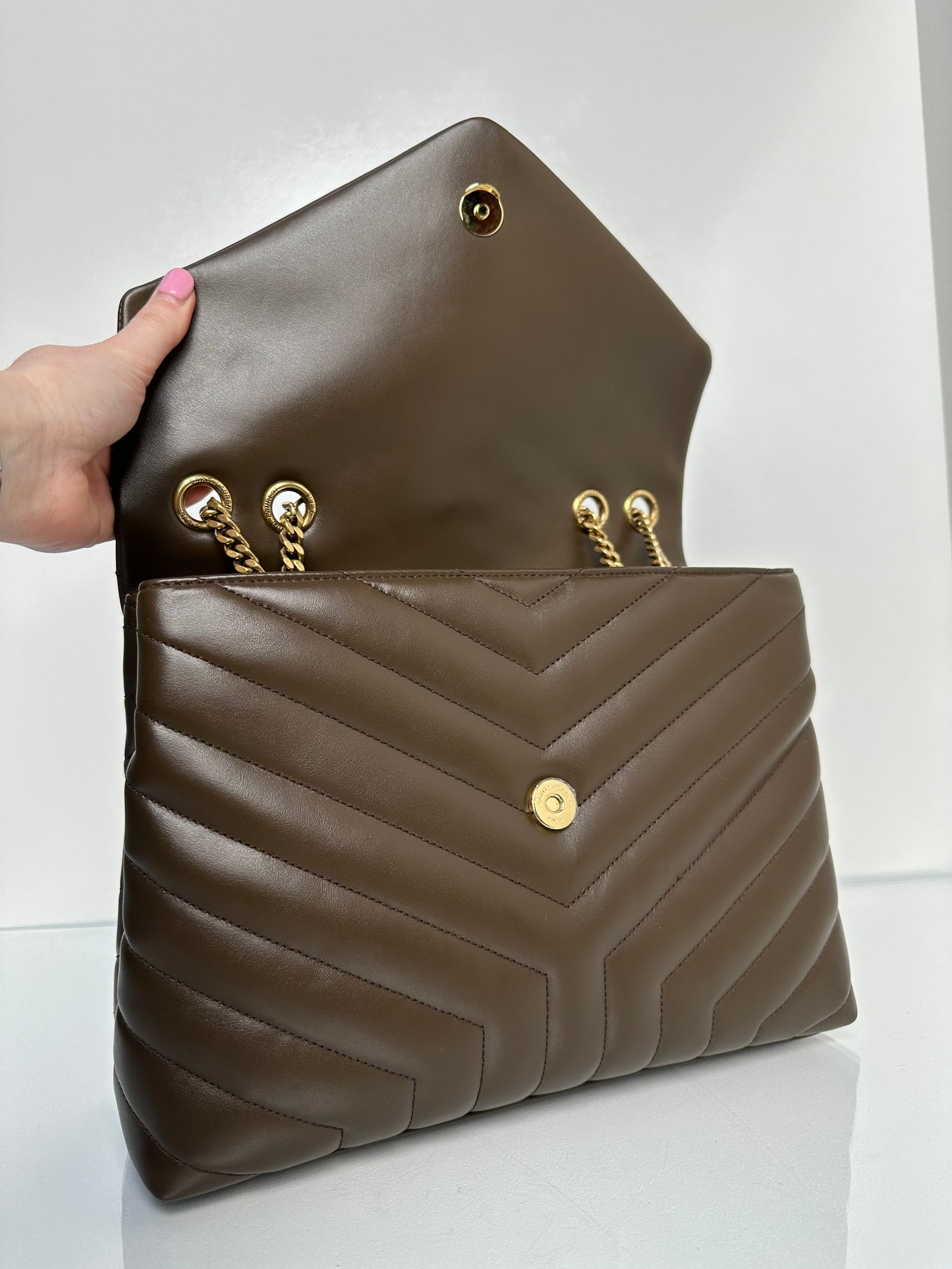 Saint Laurent Loulou Brown Matelasse Bag