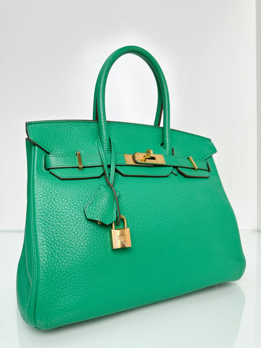 Hermes Birkin 30 Menthe Clemence GHW #P