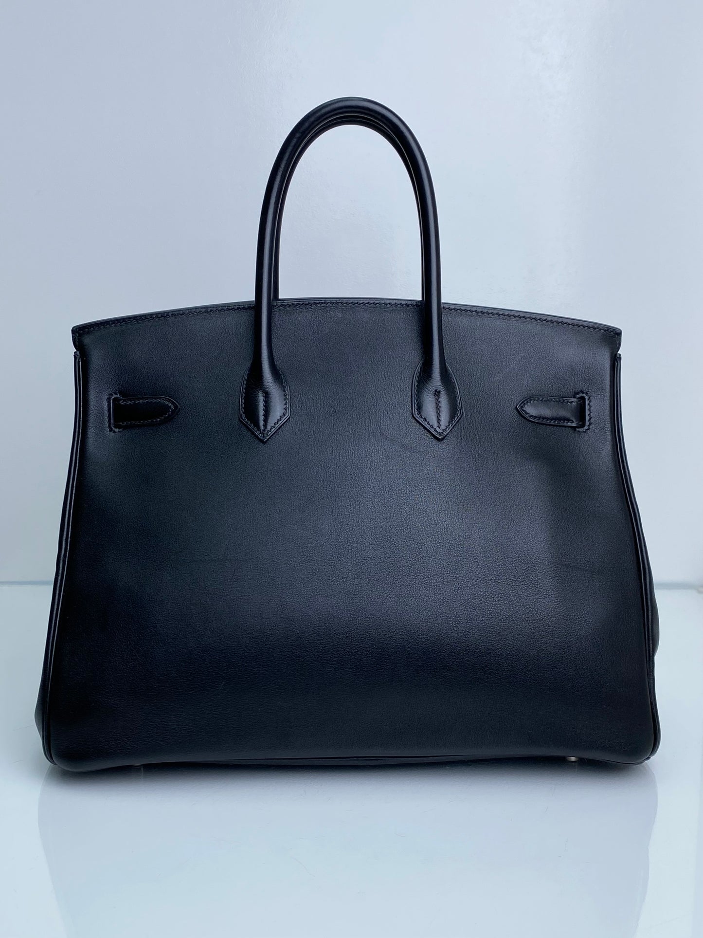 Hermes Birkin 35 Black Evercalf PHW #B