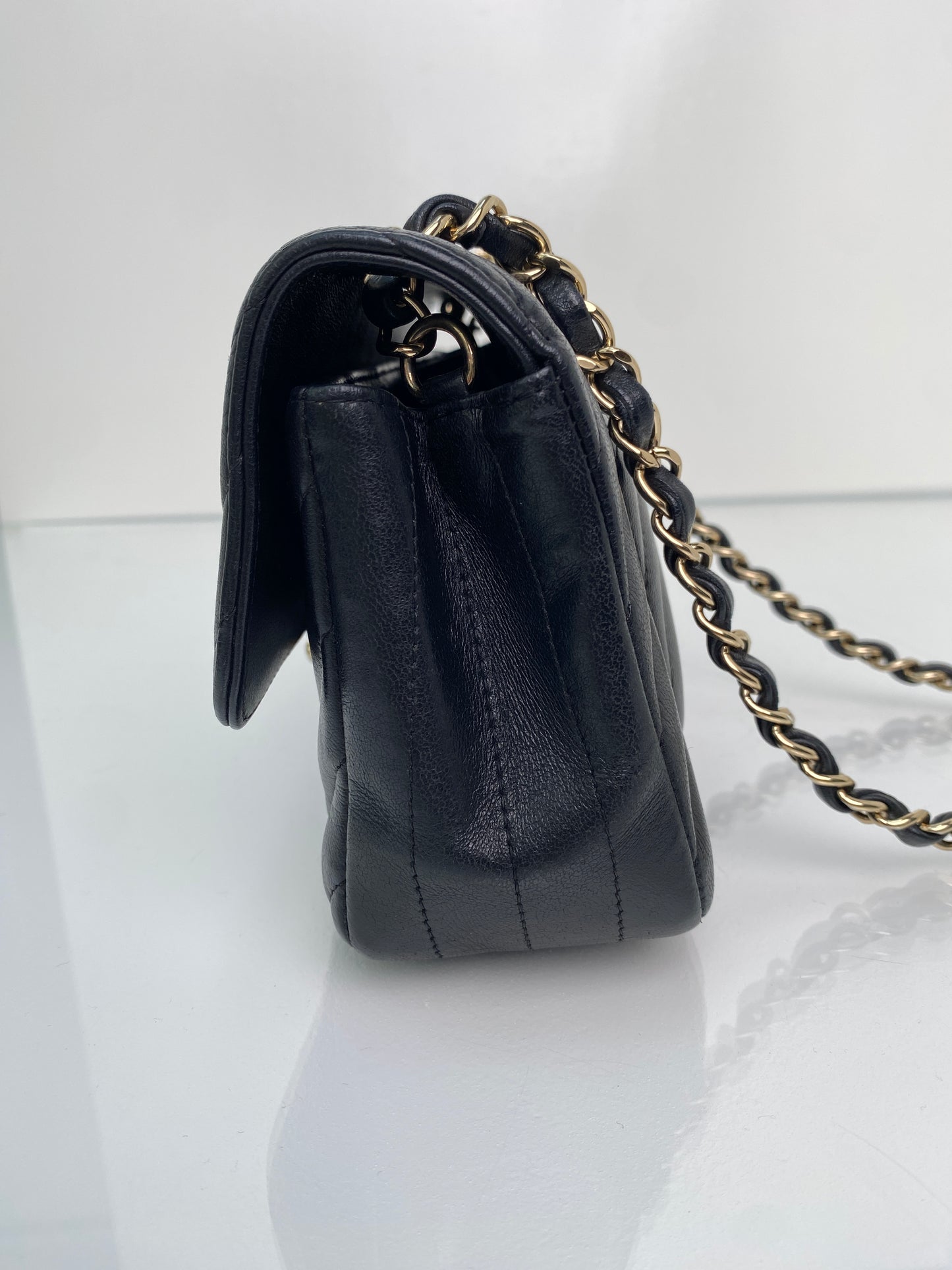 Chanel Classic Black Mini Rectangular Chevron Flap Bag GHW