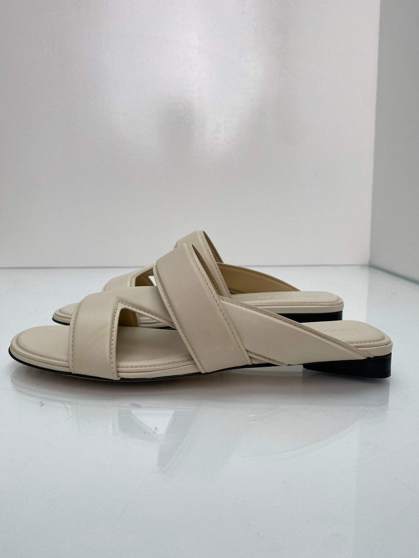 Bottega Veneta The Band Cream Sandals, 38.5