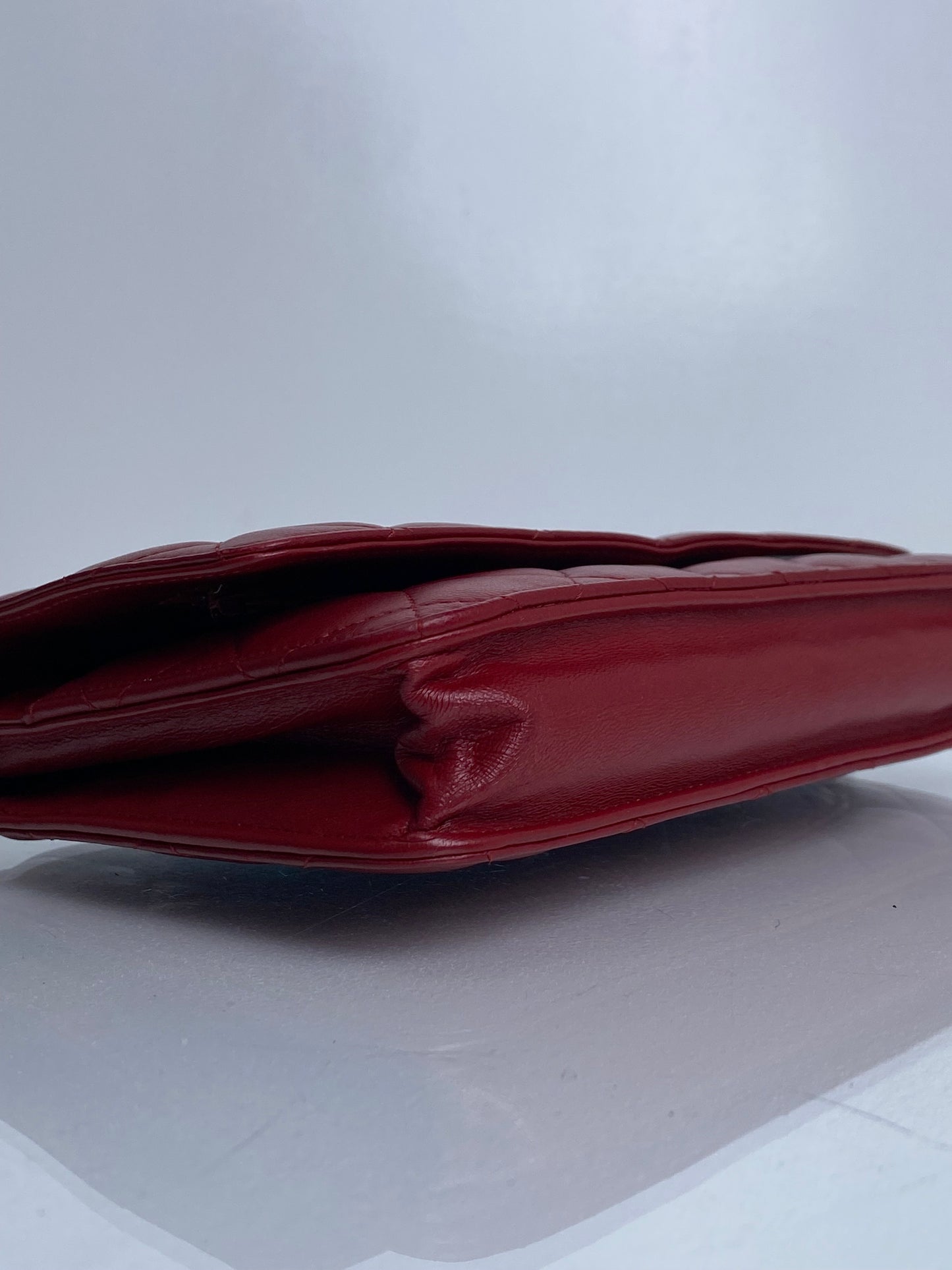 Chanel Red Lambskin Leather Wallet on Chain SHW