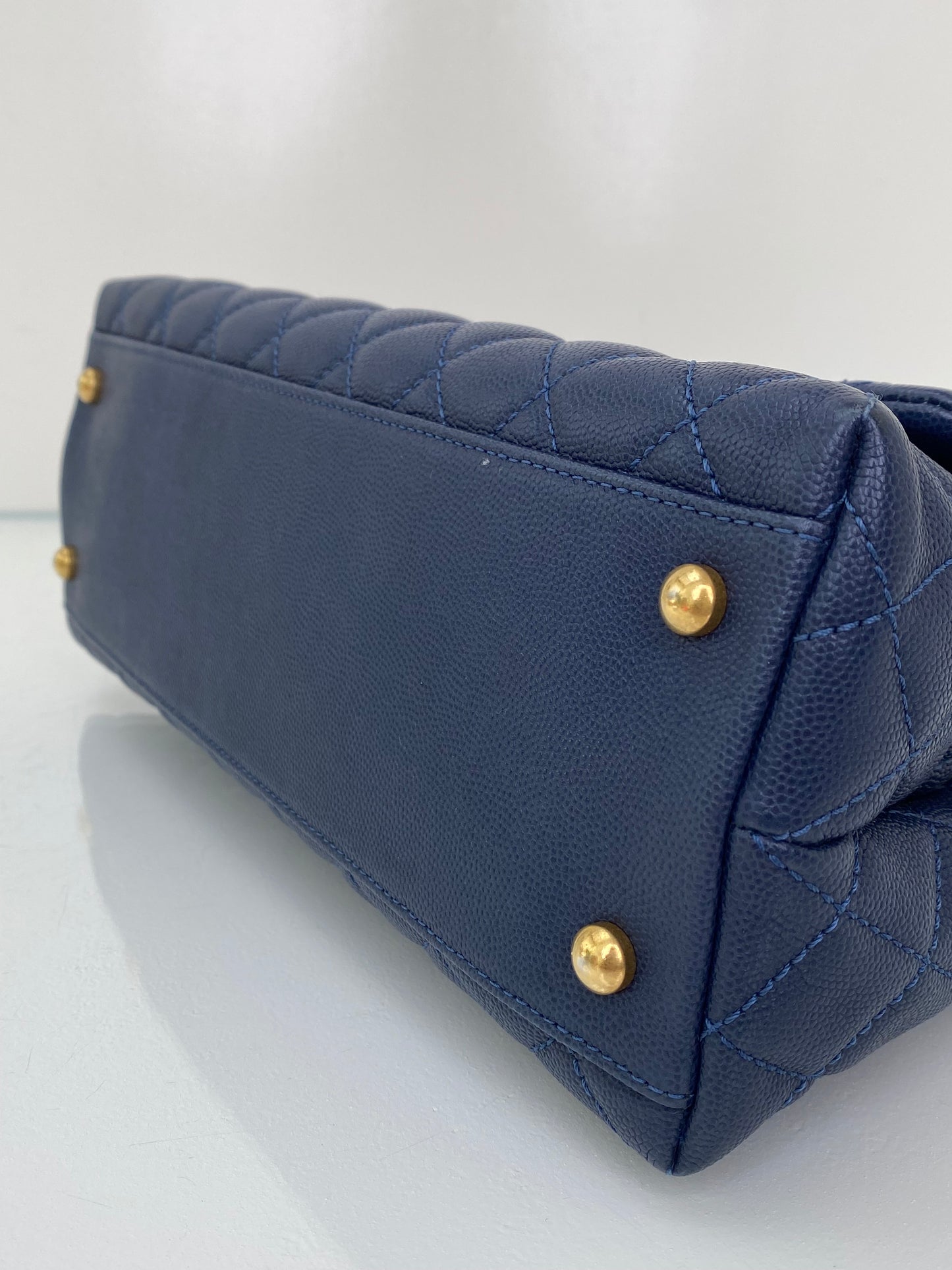 Chanel Navy Caviar & Burgundy Exotic Coco Handle Bag GHW #24