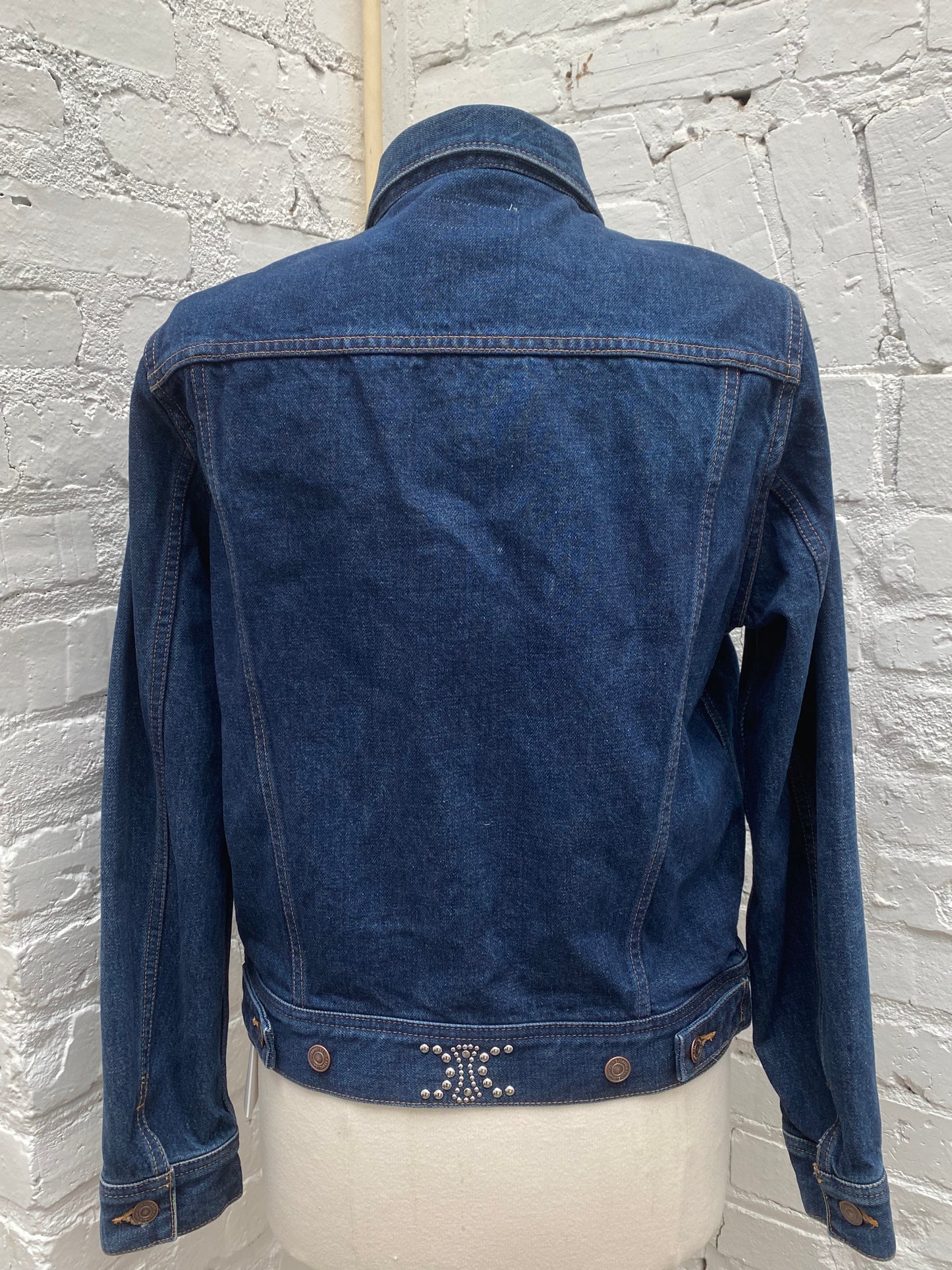 Celine Dark Union Wash Studded Triomphe Denim Jacket L