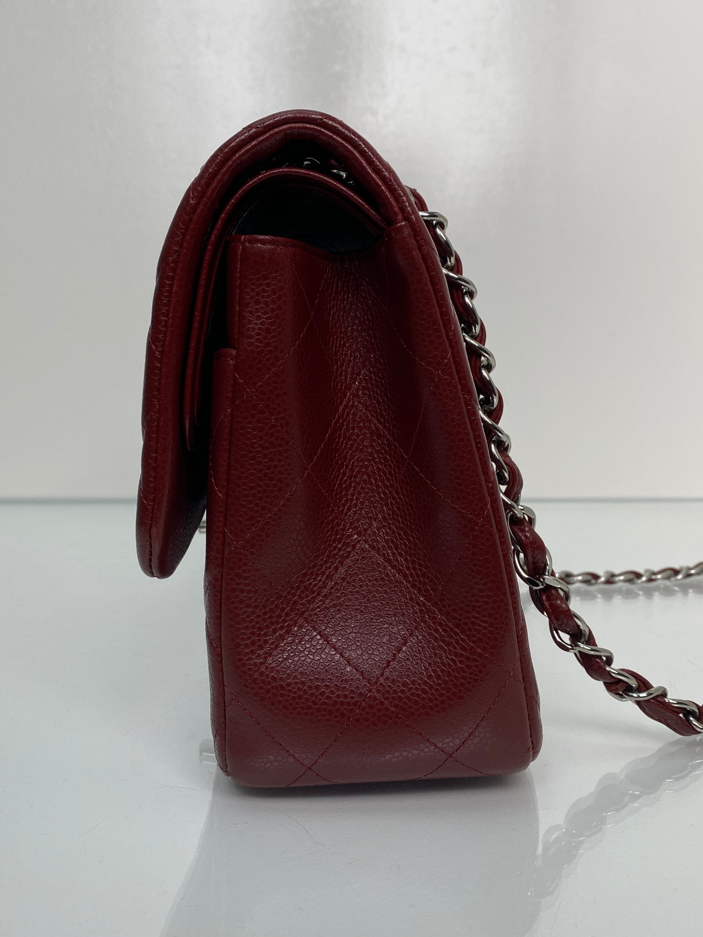 Chanel Classic Jumbo Burgundy Caviar Double Flap Bag SHW