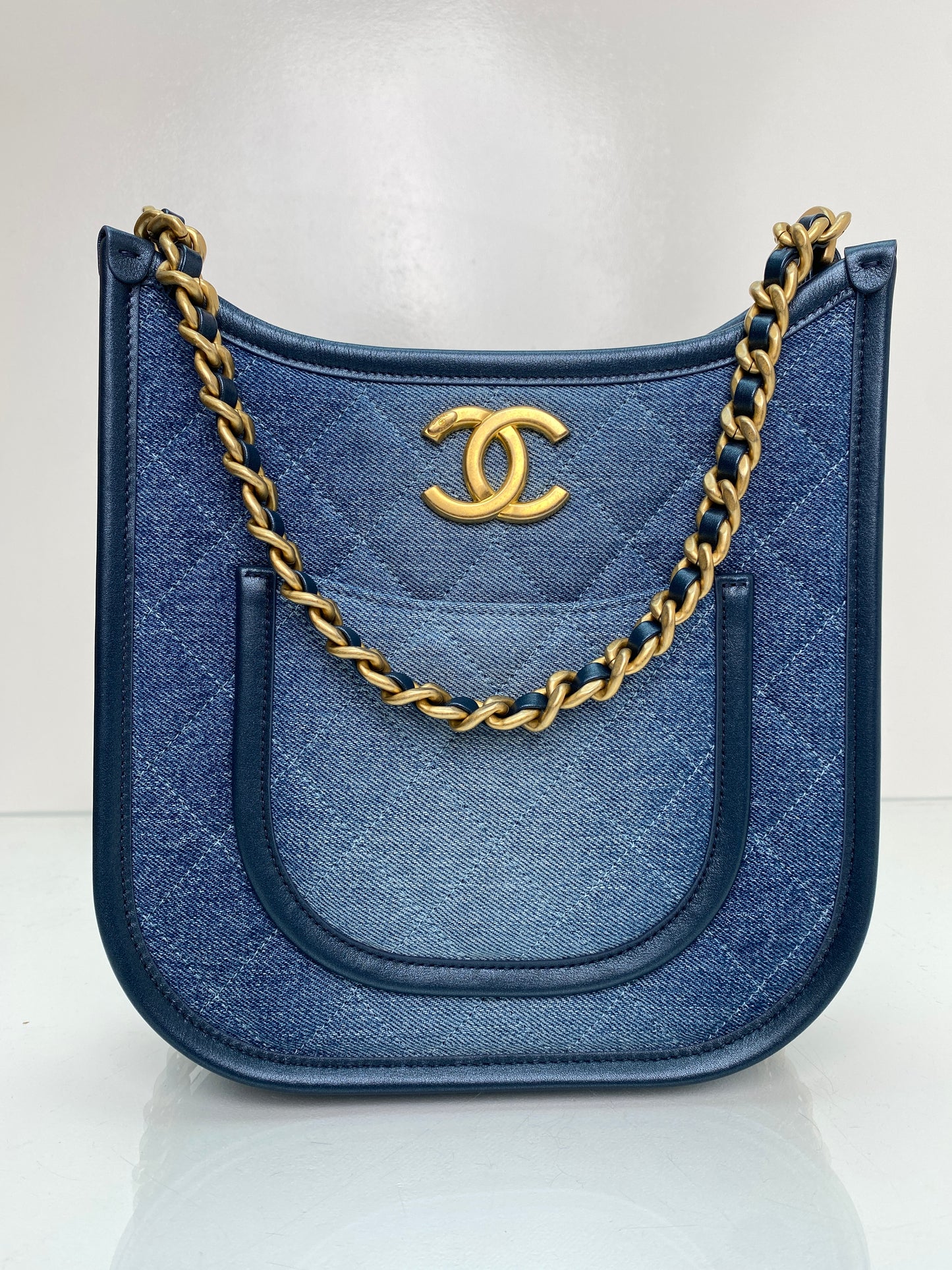 Chanel Denim Quilted Hobo Bag