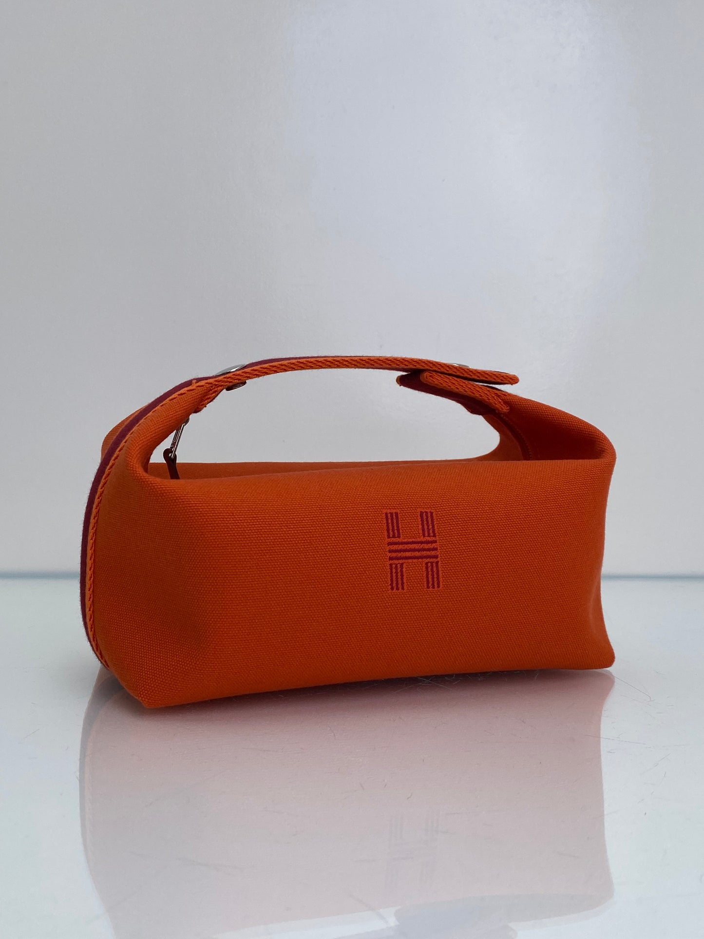 Hermes Bride A Brac PM Orange & Burgundy Toile Bag