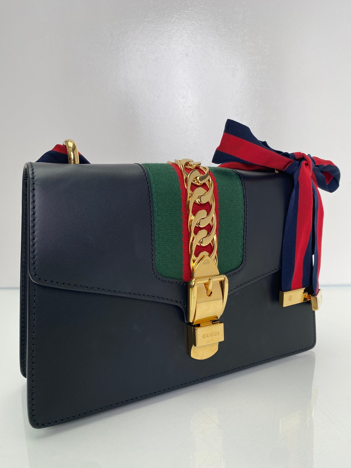 Gucci Black Webstripe Sylvie Bag GHW