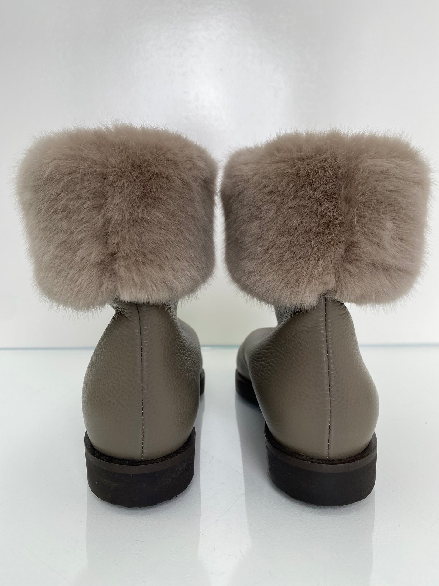 Toteme Brown Faux Fur Trim Boots, 39