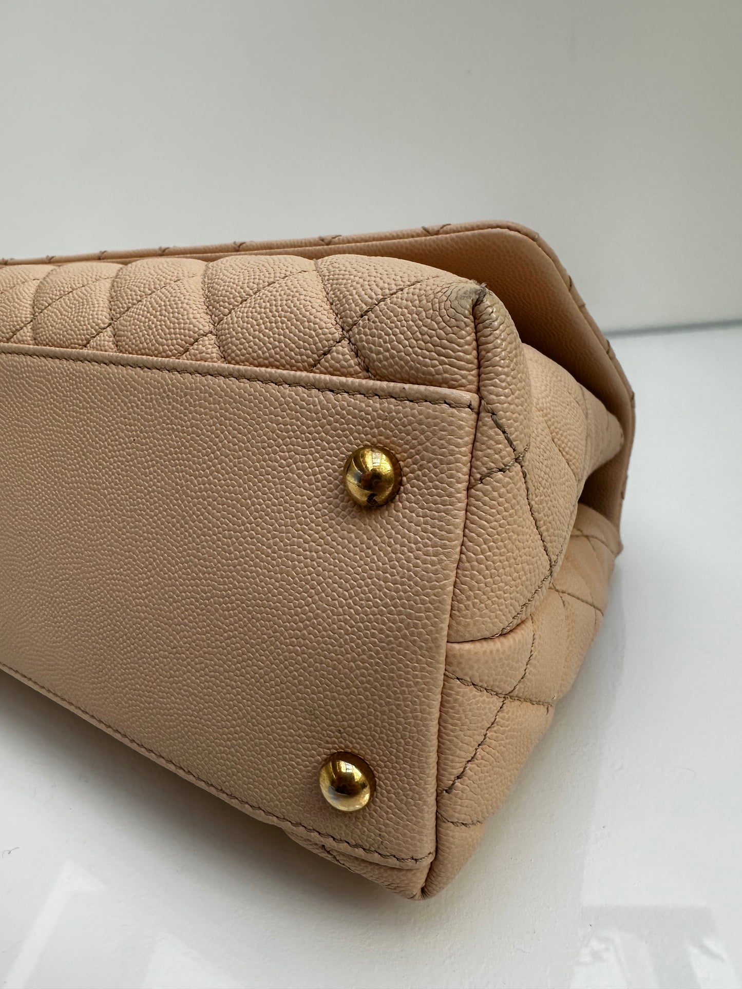 Chanel Medium Beige Coco Handle Caviar Leather GHW