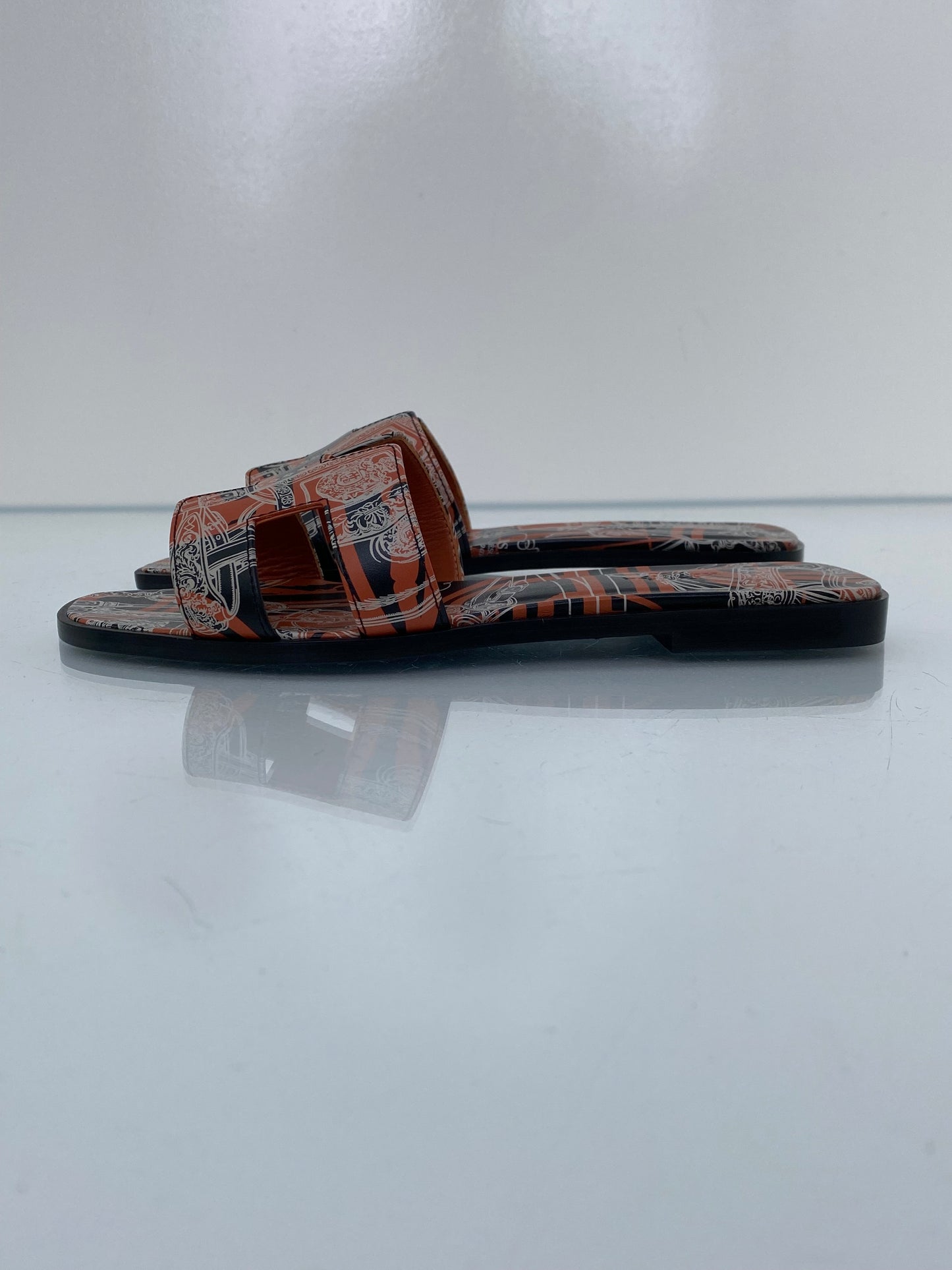 Hermes Brides De Gala Black/Orange Sandals, 38.5