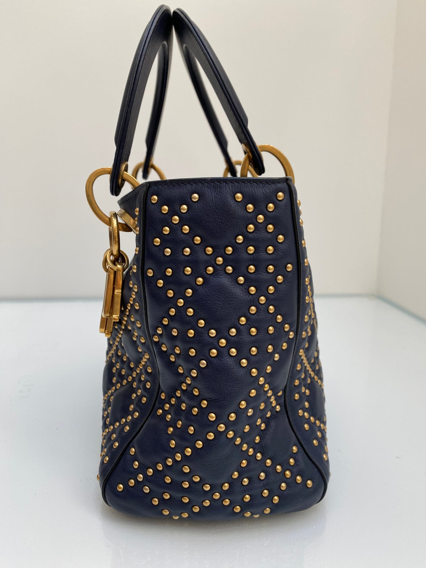 Christian Dior Navy Lady Dior Cannage Bag