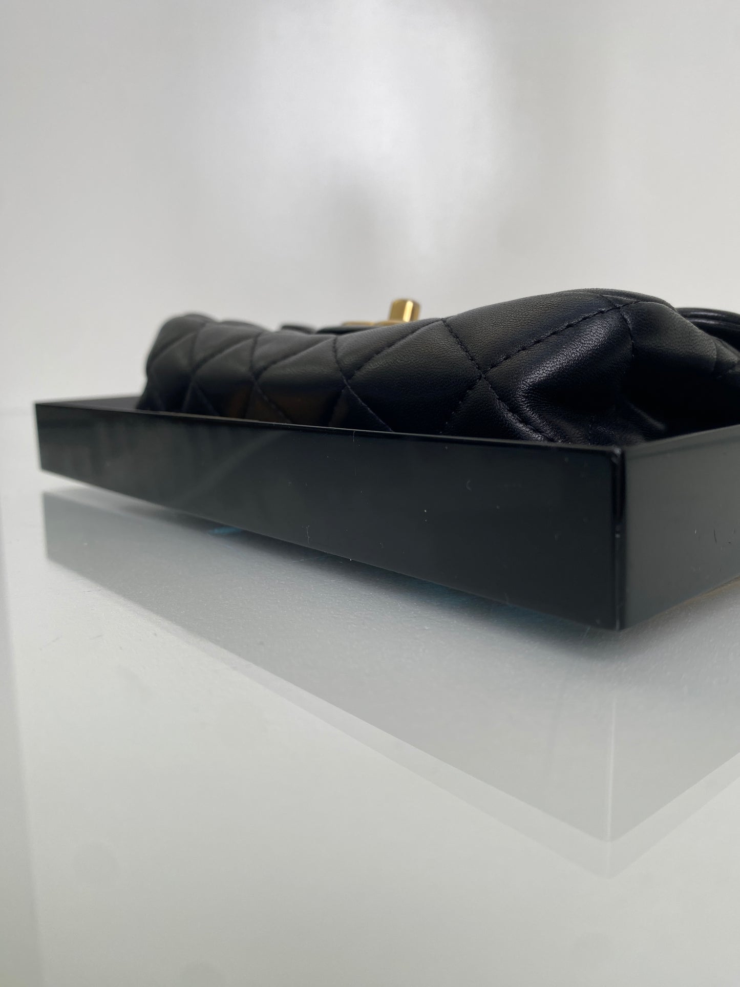 Chanel Black Lambskin 2014 Lambskin & Plexiglass "Collection Privee" Picture Frame Minaudière Bag GHW