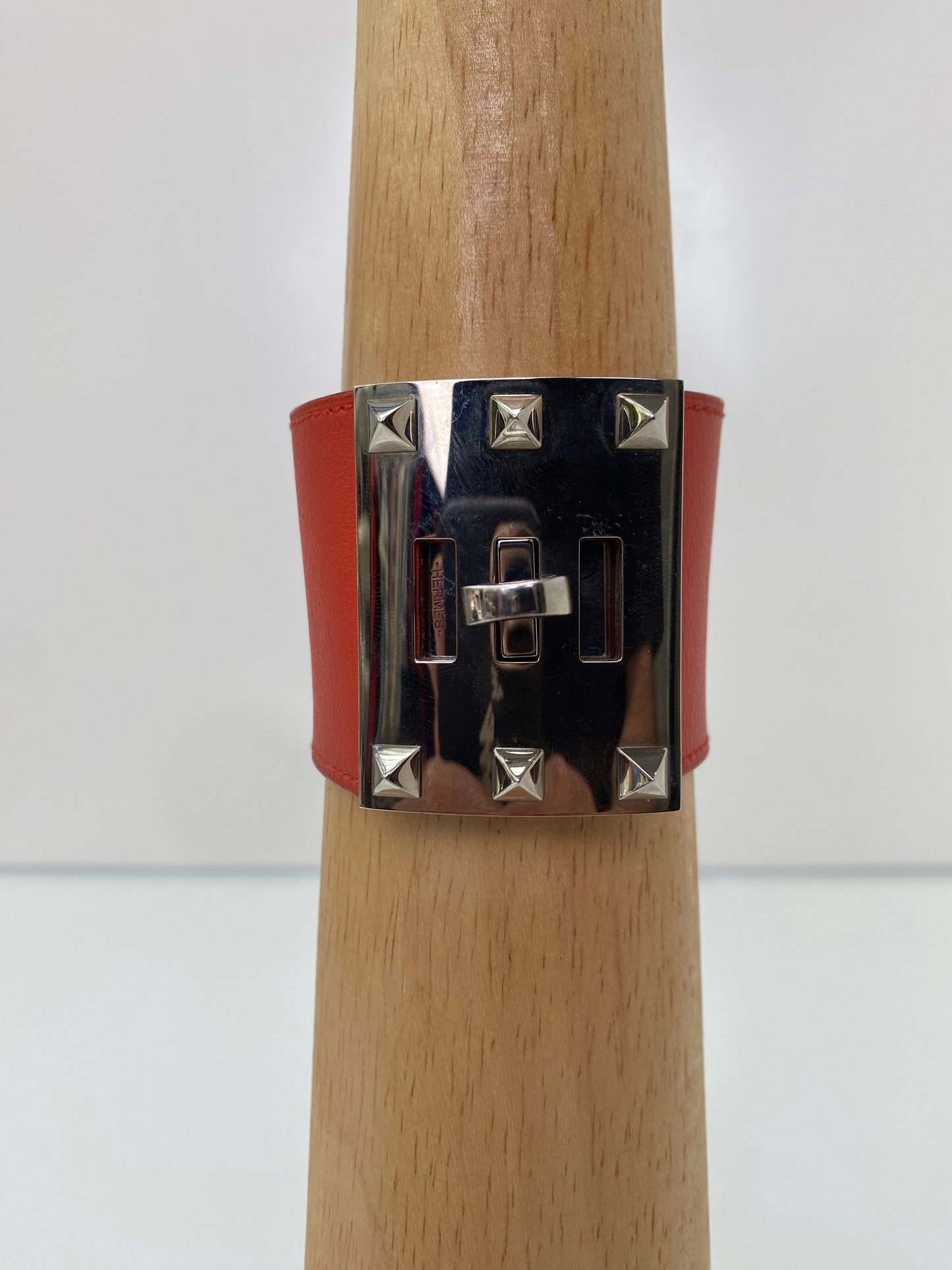 Hermes Kelly Dog Bracelet Orange PHW