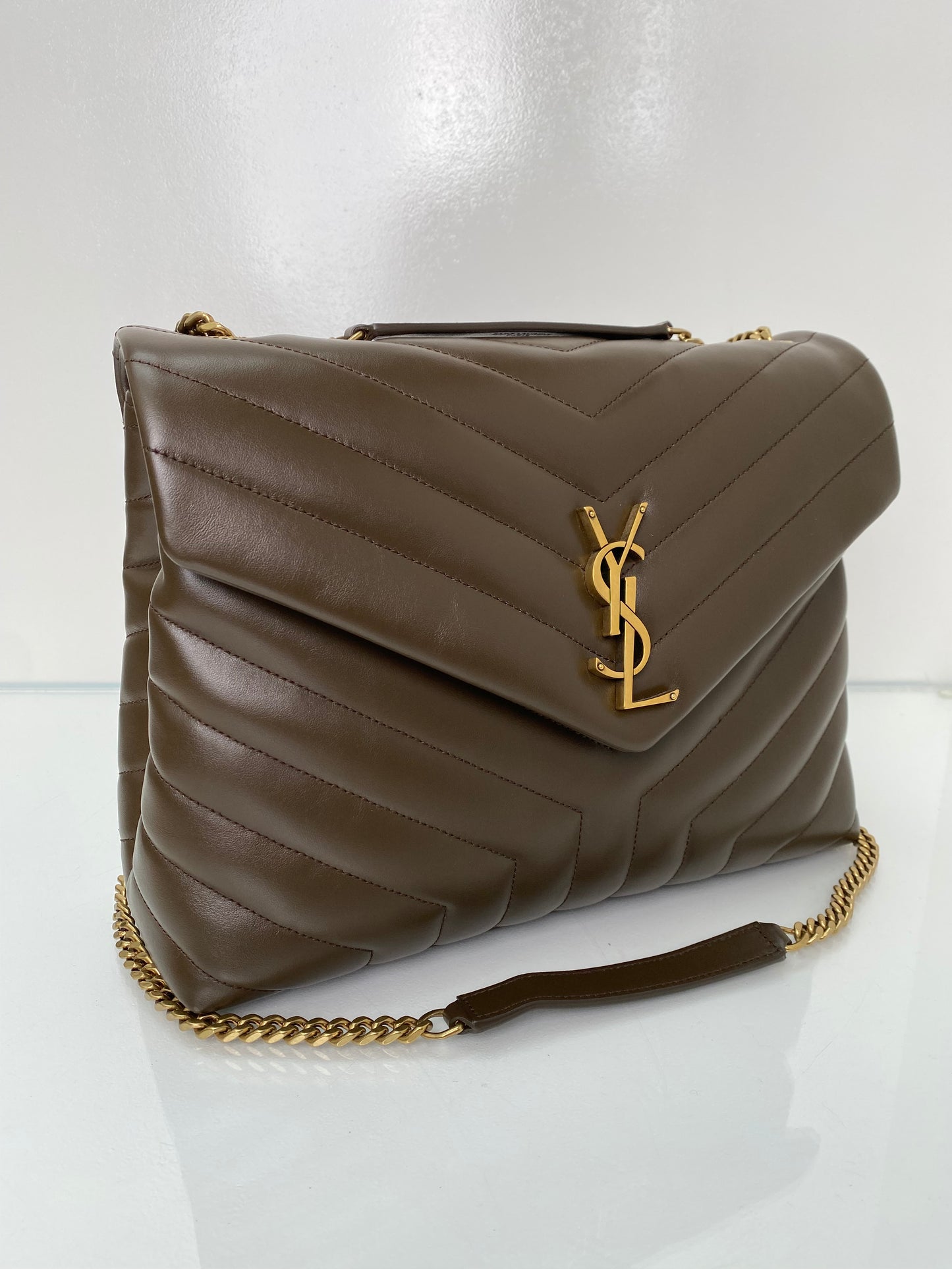 Saint Laurent Loulou Brown Matelasse Bag GHW