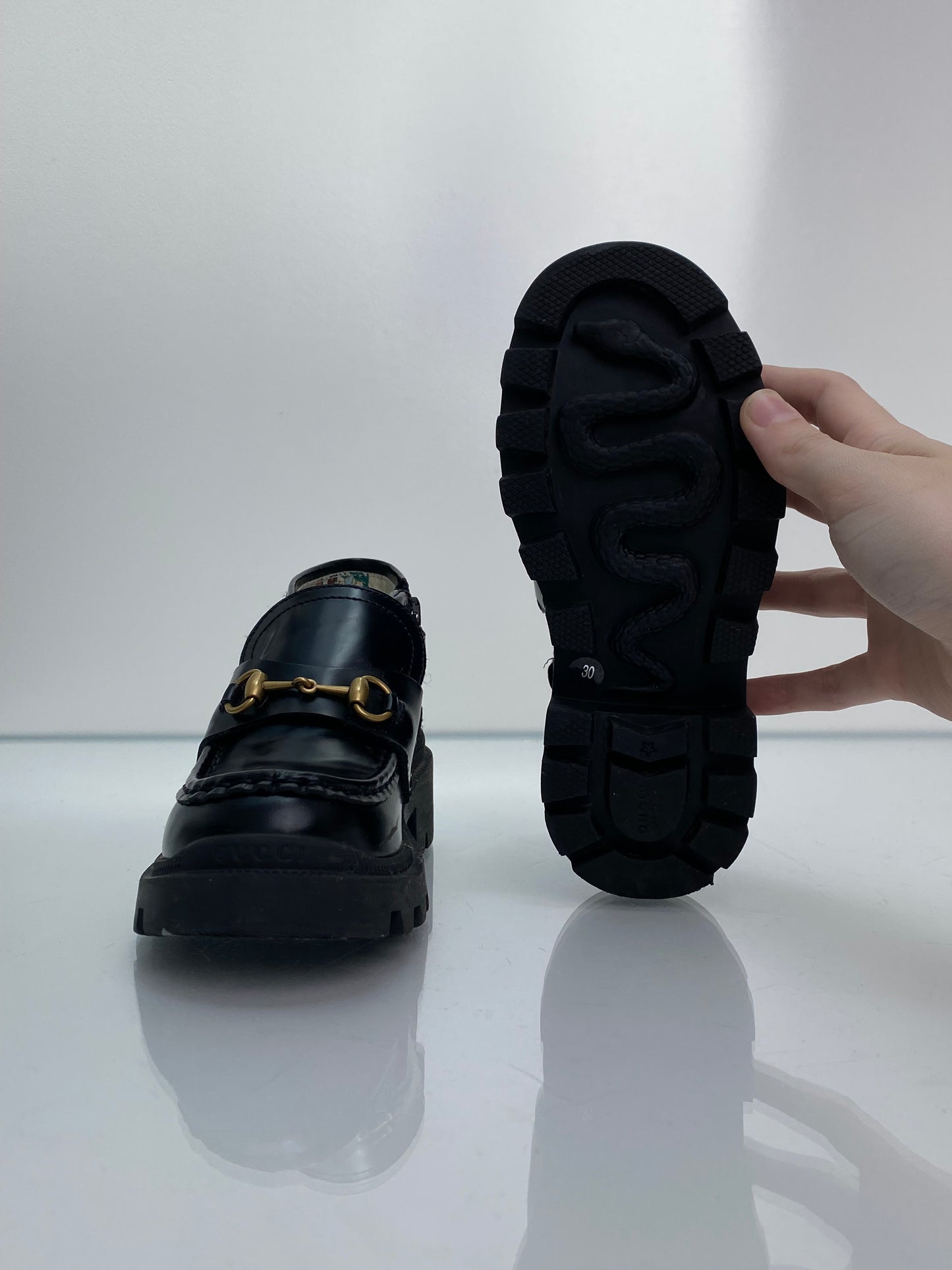 Gucci Children’s Black Horse Bit Loafers, 30