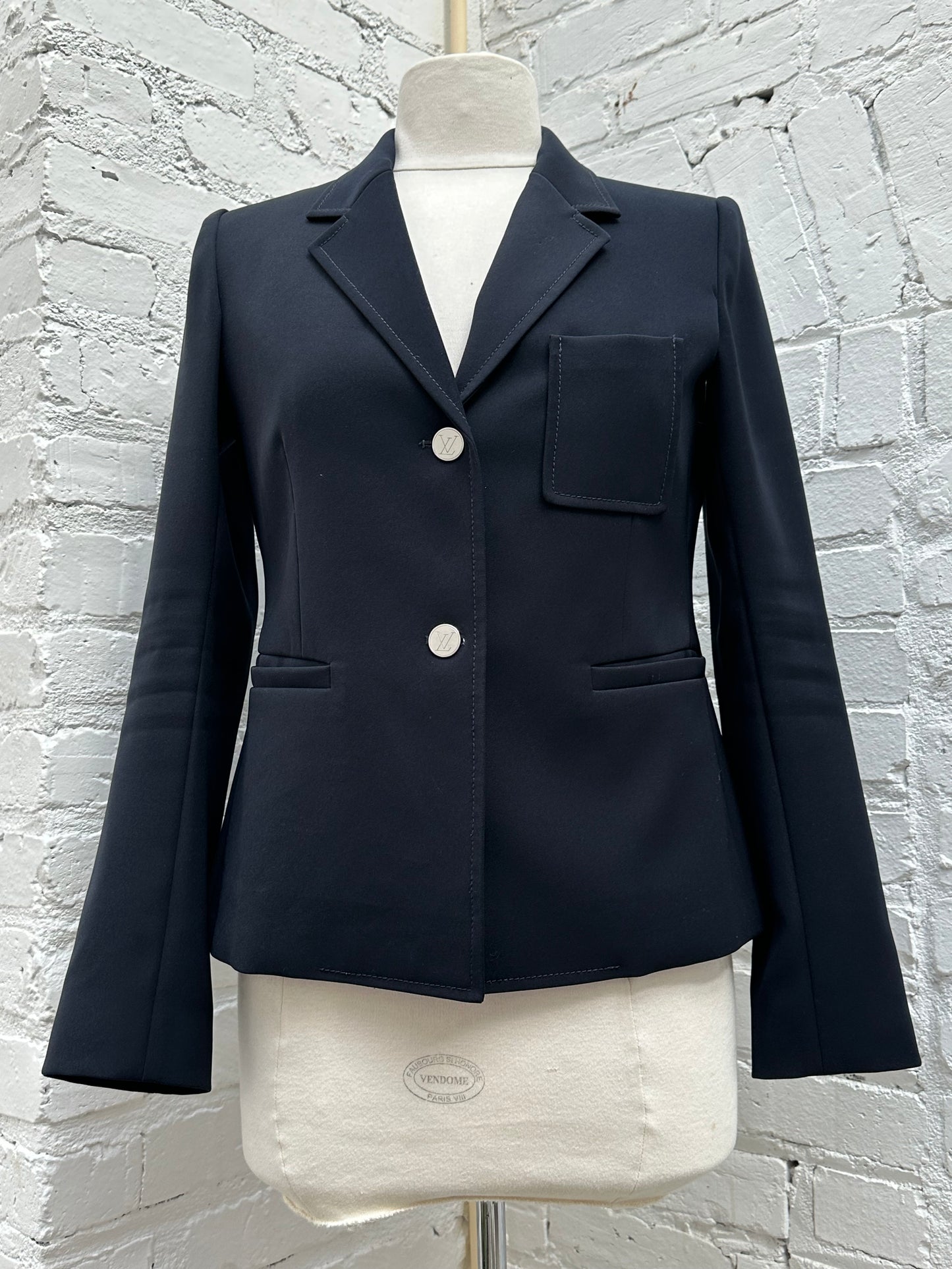 Louis Vuitton Navy & Silver Button Blazer, 36