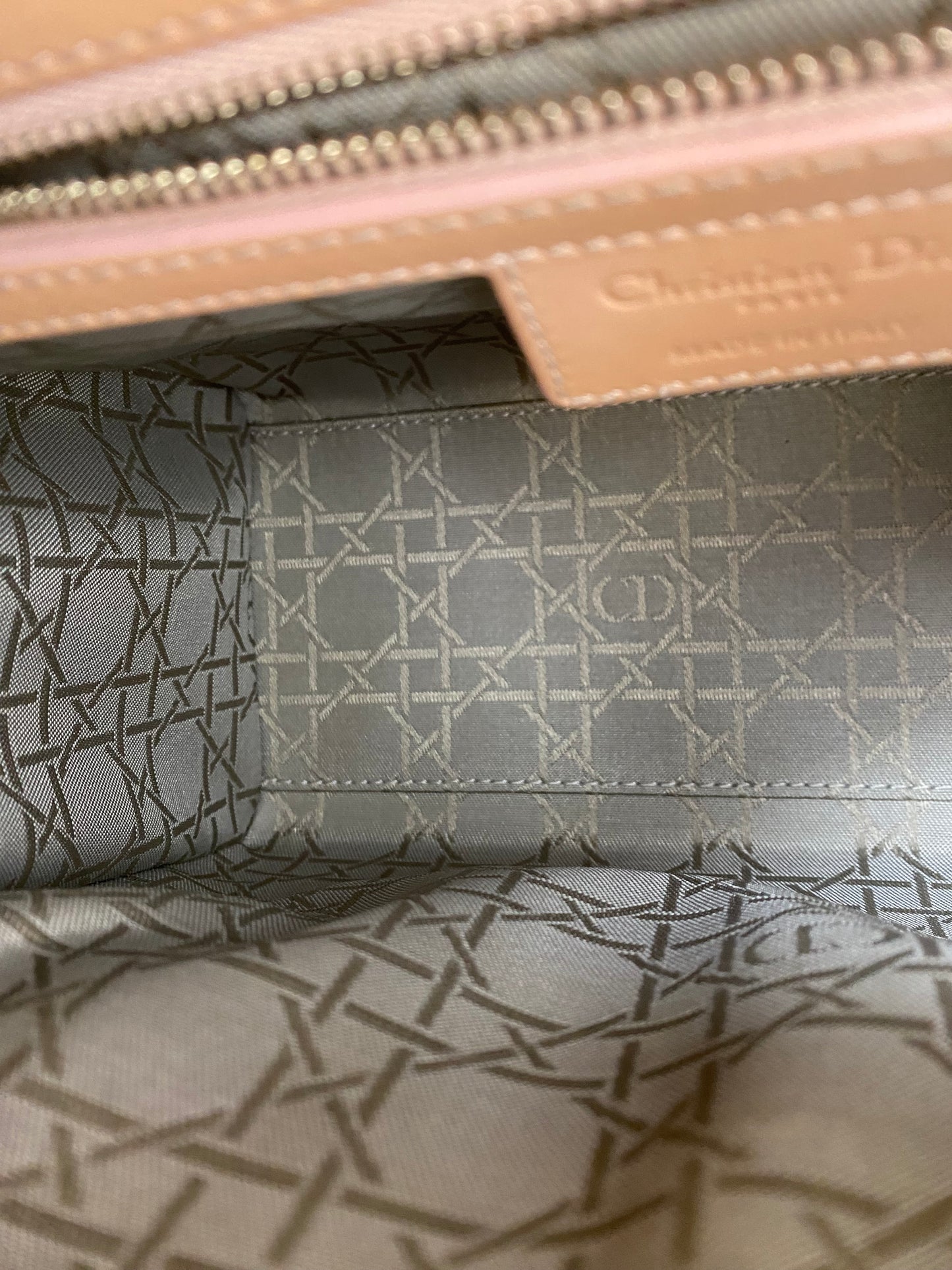 Dior Tan/Peach Patent Lady Dior Bag