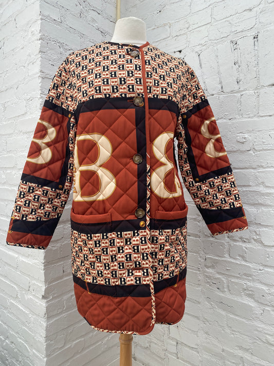 Burberry Orange and Black Quilted Coat