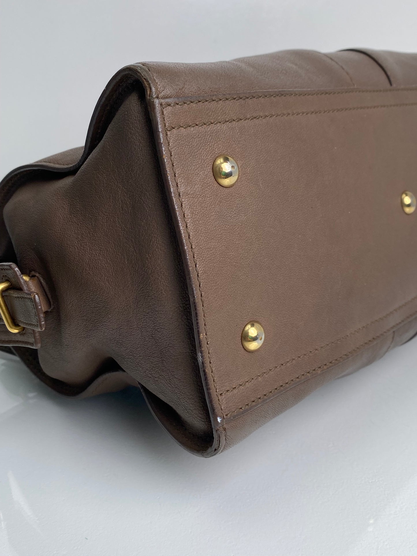 Saint Laurent Vintage Brown Y - Line Small Tote Bag GHW