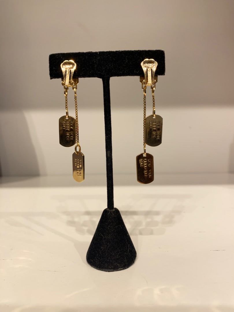 Christian Dior Dog Tag Earrings