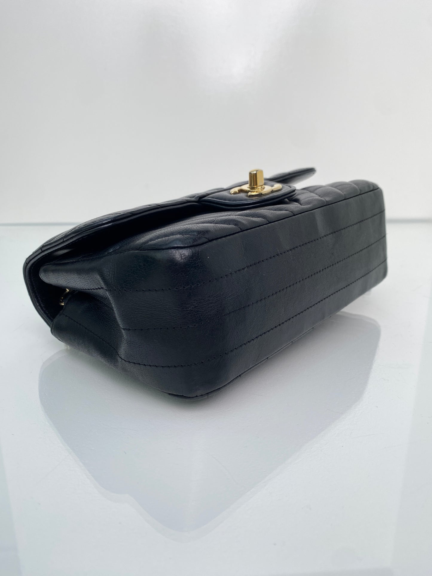 Chanel Classic Black Mini Rectangular Chevron Flap Bag GHW