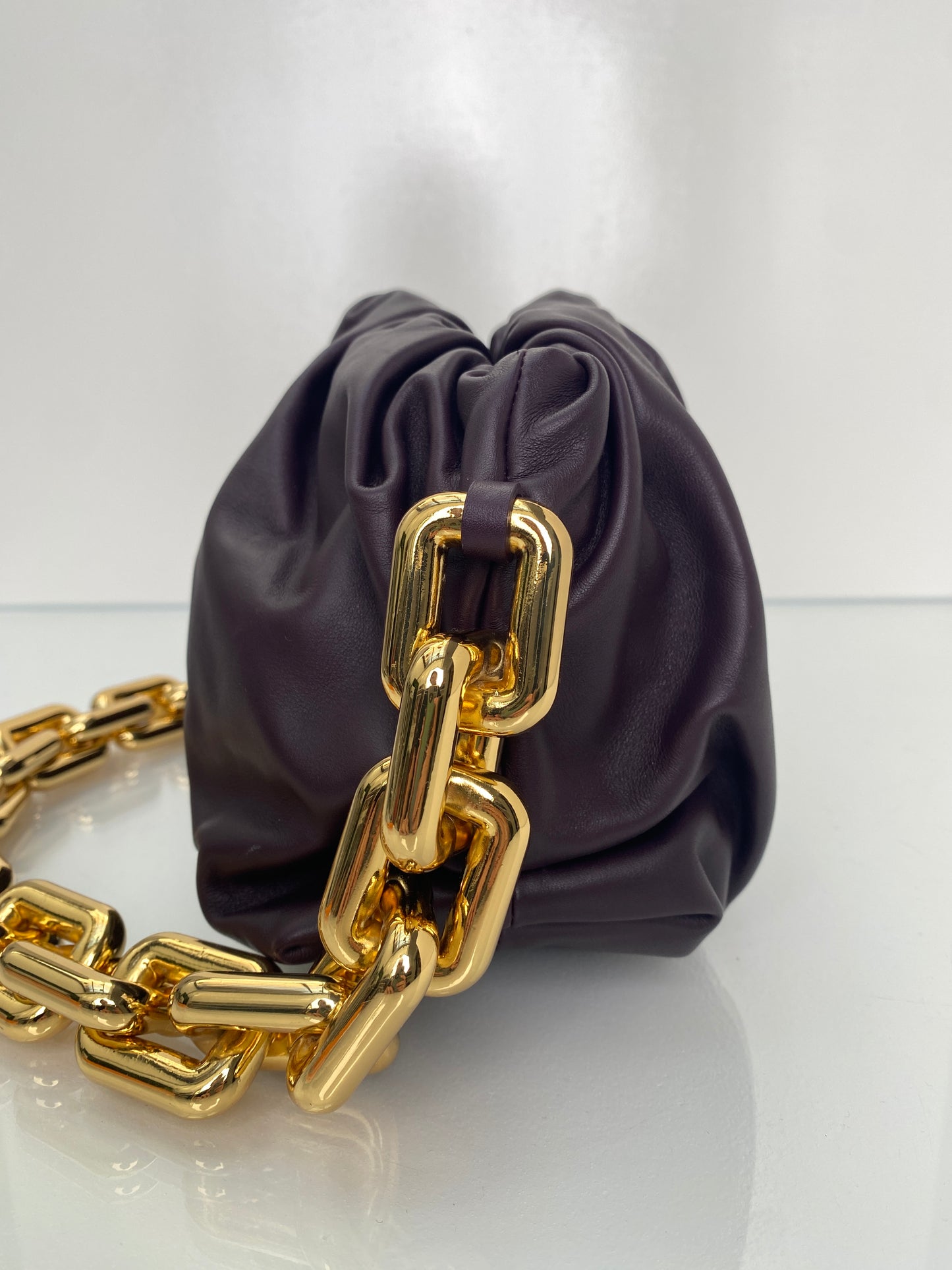 Bottega Veneta Eggplant Nappa Chain Bag GHW