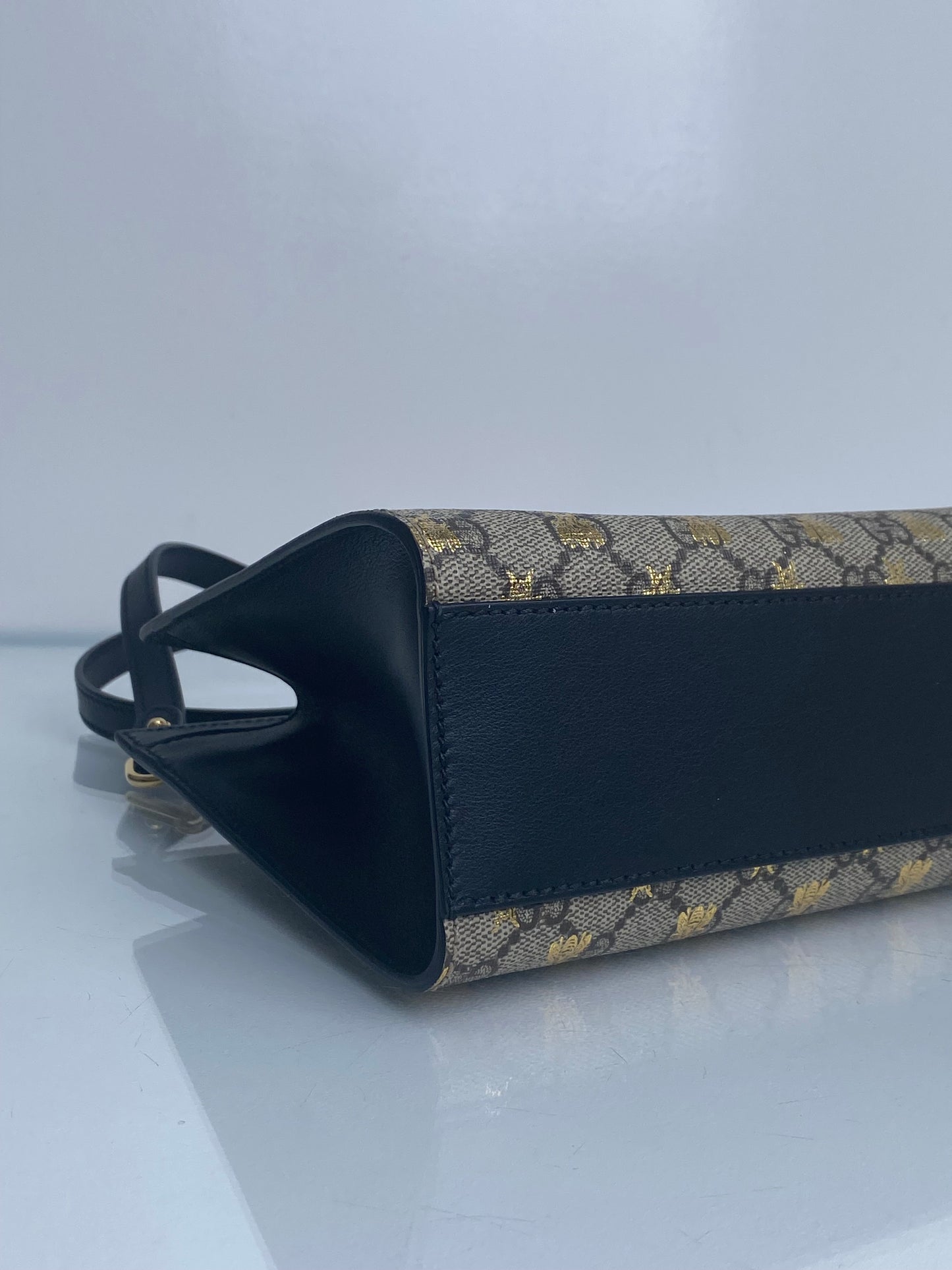 Gucci Monogram & Black Bee Padlock Small Tote Bag GHW
