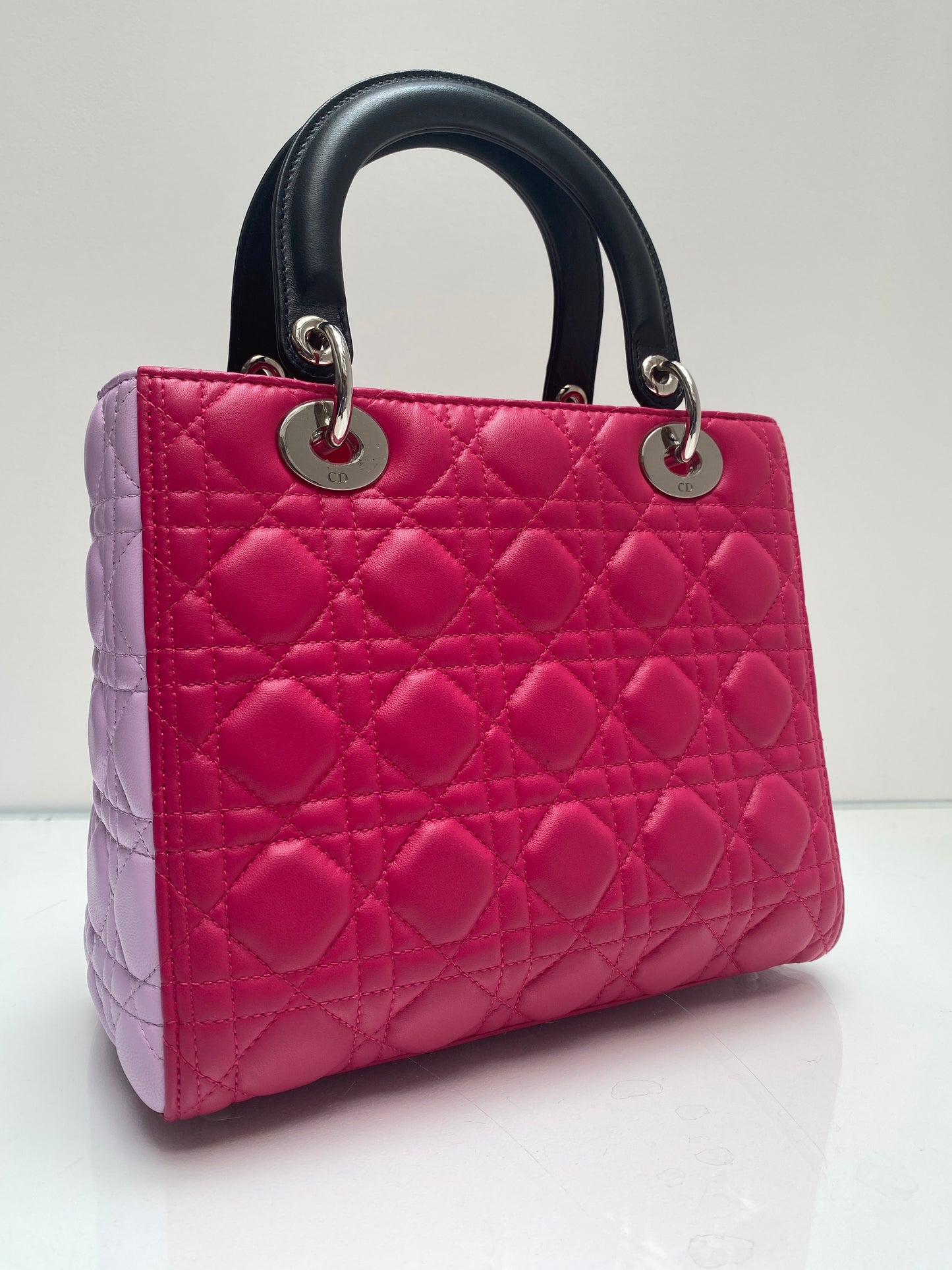 Christian Dior Lady Dior Pink/Black Medium