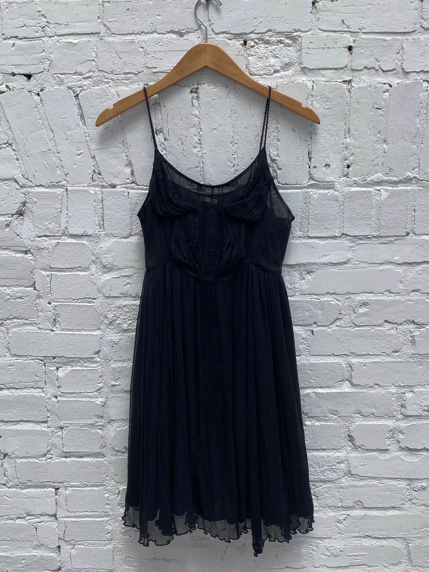 Miu Miu Vintage Black Silk Organza Dress, S